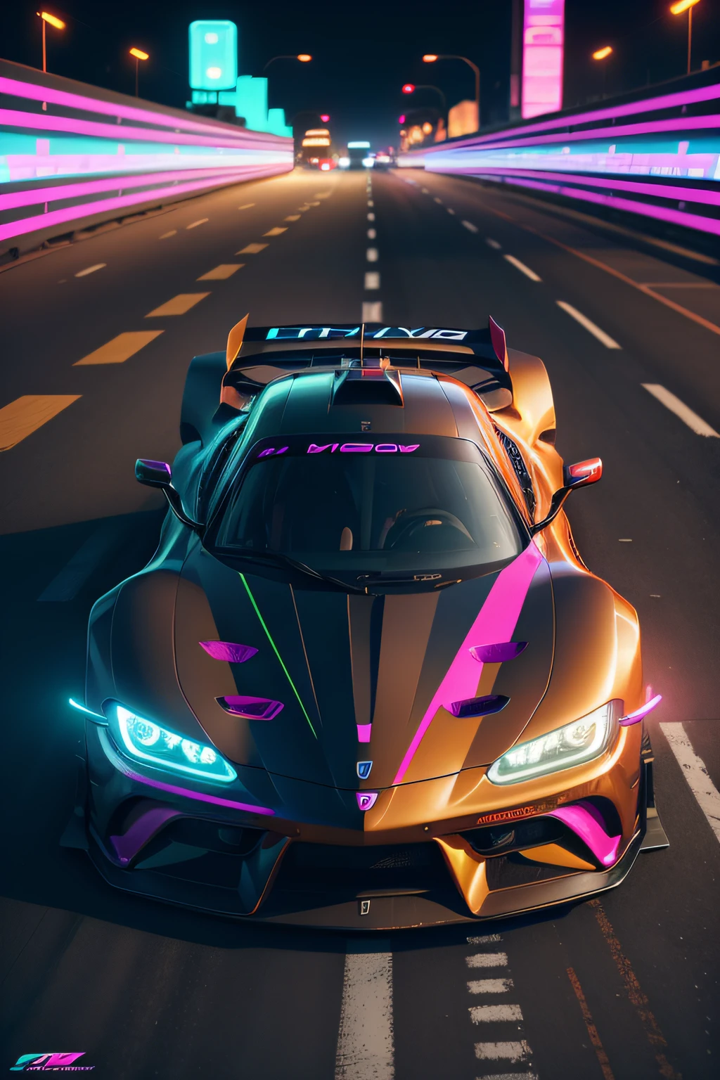 a close up of a car driving on a track with neon lights, neon cyberpunk vibrant colors, ultraviolet and neon colors, cyberpunk vibrant colors, wallpaper 4k, wallpaper 4 k, neon cyberpunk colors, neon scales and cyborg tech, stylized neon, masterpiece epic retrowave art, neon light and fantasy, epic retrowave art, cyberpunk car, need for speed