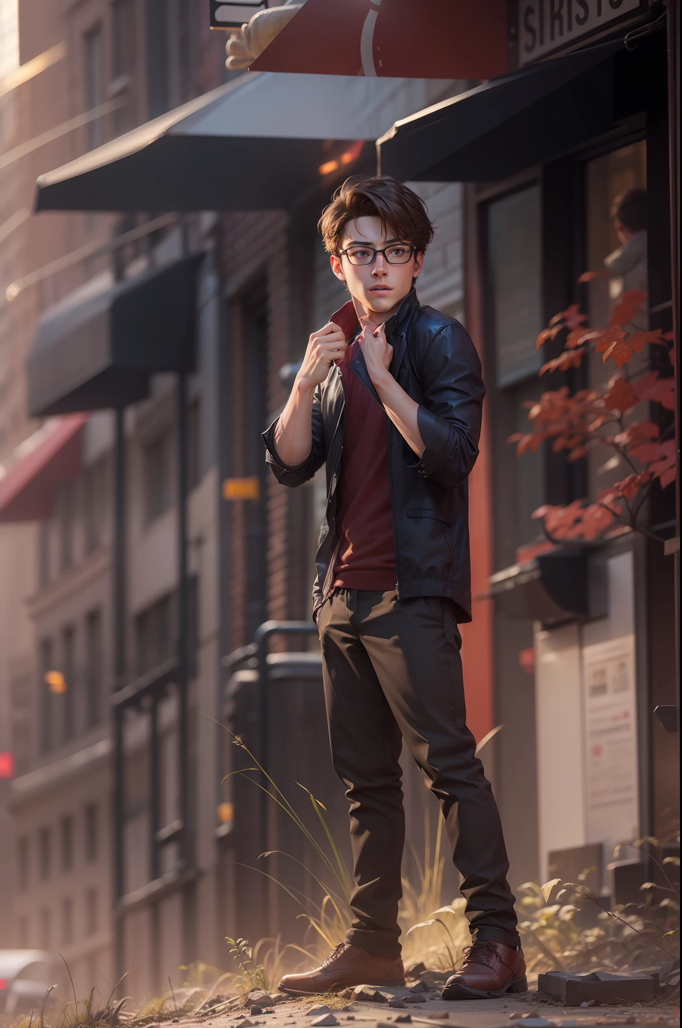 Boy become Peter parker, handsome look, in New York