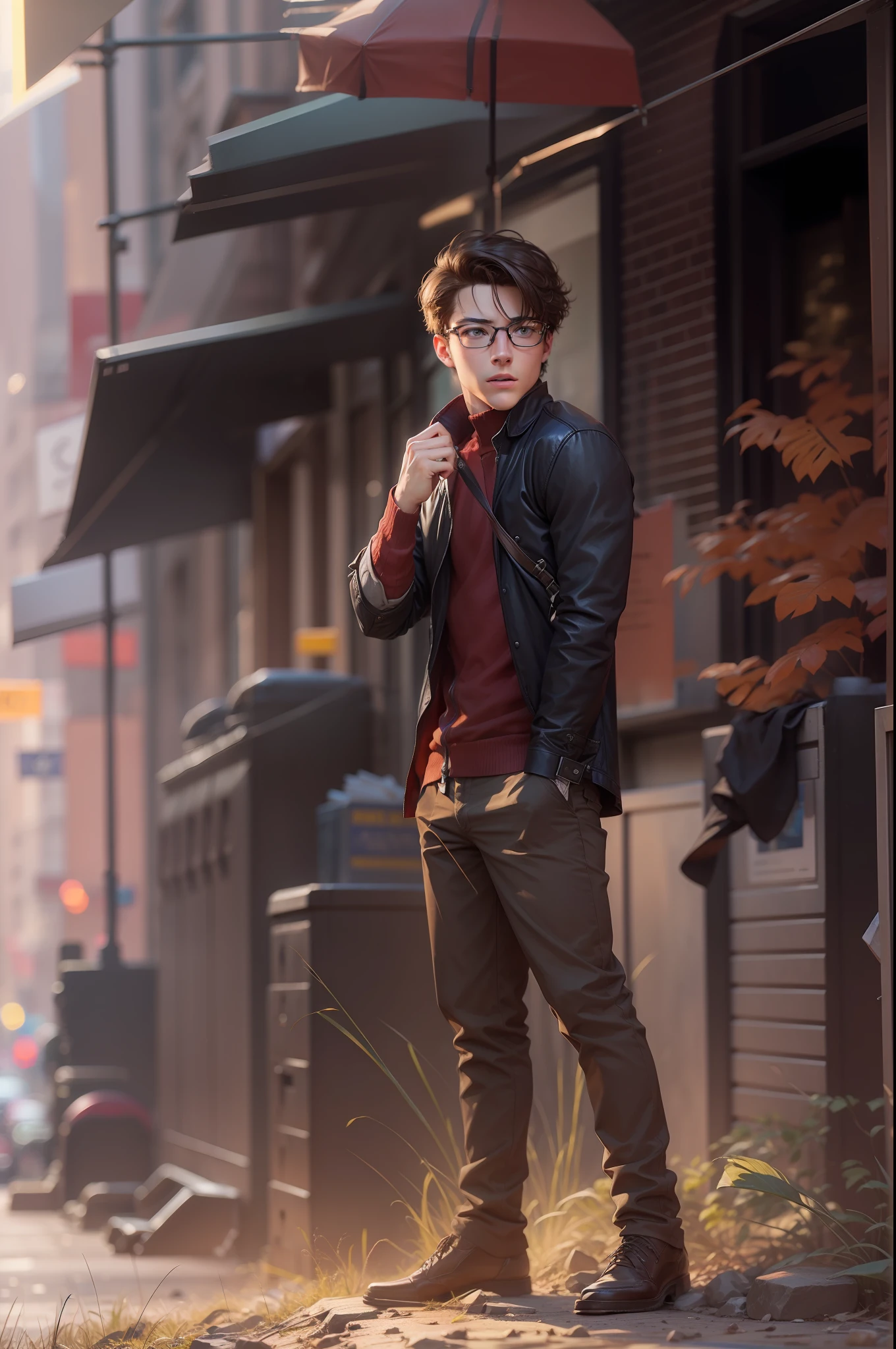 Boy become Peter parker, handsome look, in New York