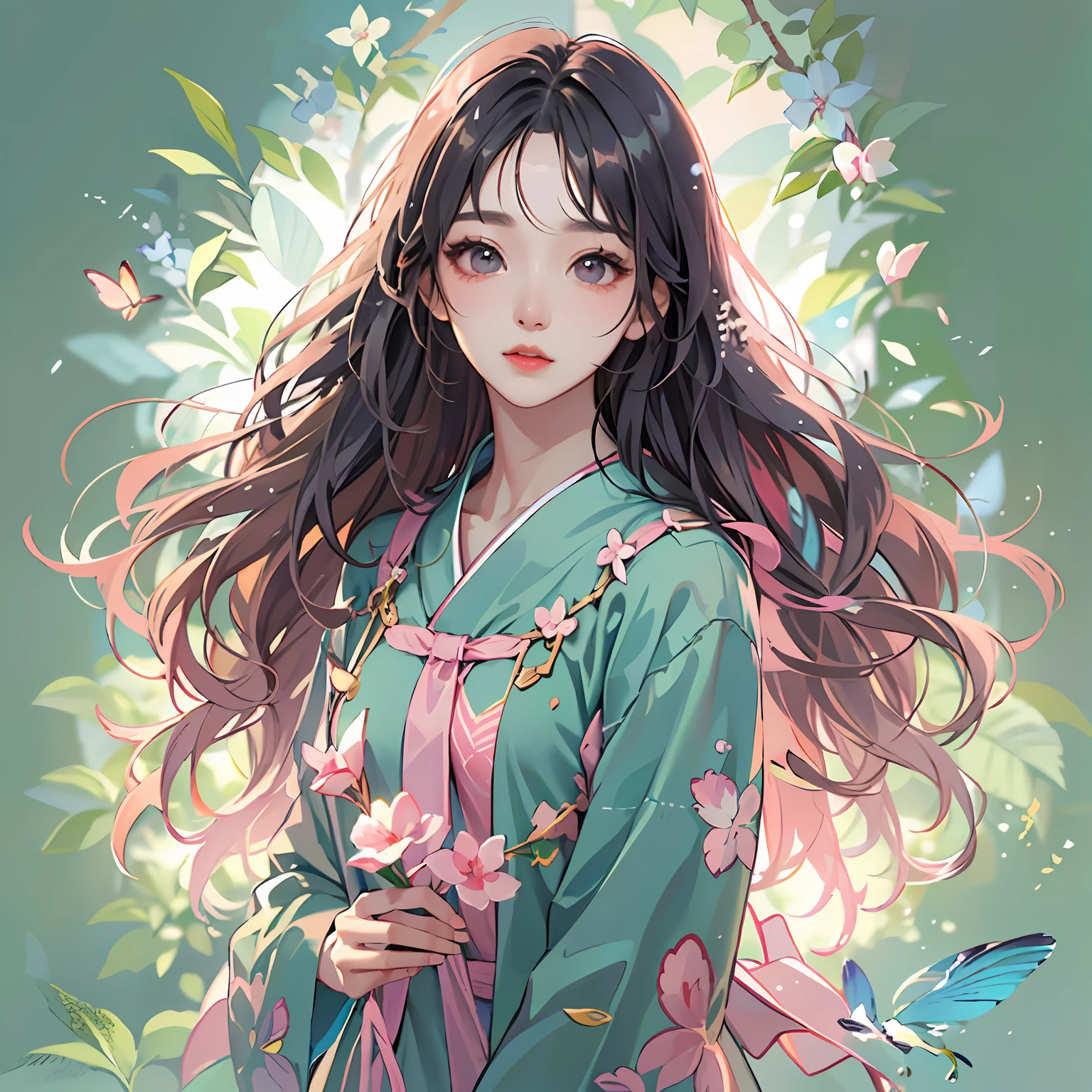 arafed girl with long hair, ulzzang, wan adorable korean face, small heart - shaped face, young adorable korean face, with cute - fine - face, cute kawaii girl, sakimichan, ruan cute vtuber, kim doyoung, young cute wan asian face, jaeyeon nam, kawaii realistic portrait,high detail, pastel clear, stunning light,3D render,masterpiece, 16K,Bioluminescent light,Avatar, breath to life, beautiful,happy natural face