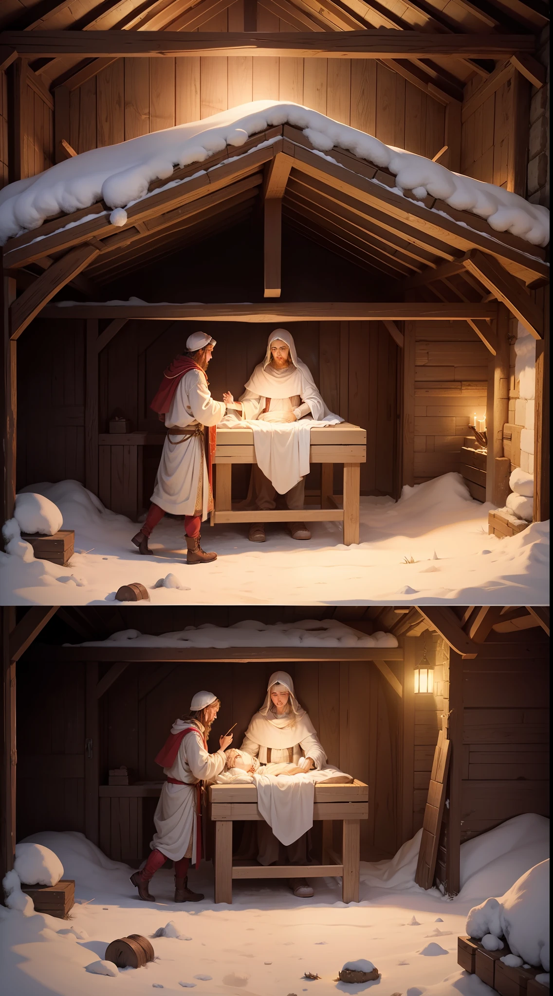 Biblical story: the birth of Jesus Christ in a stable.