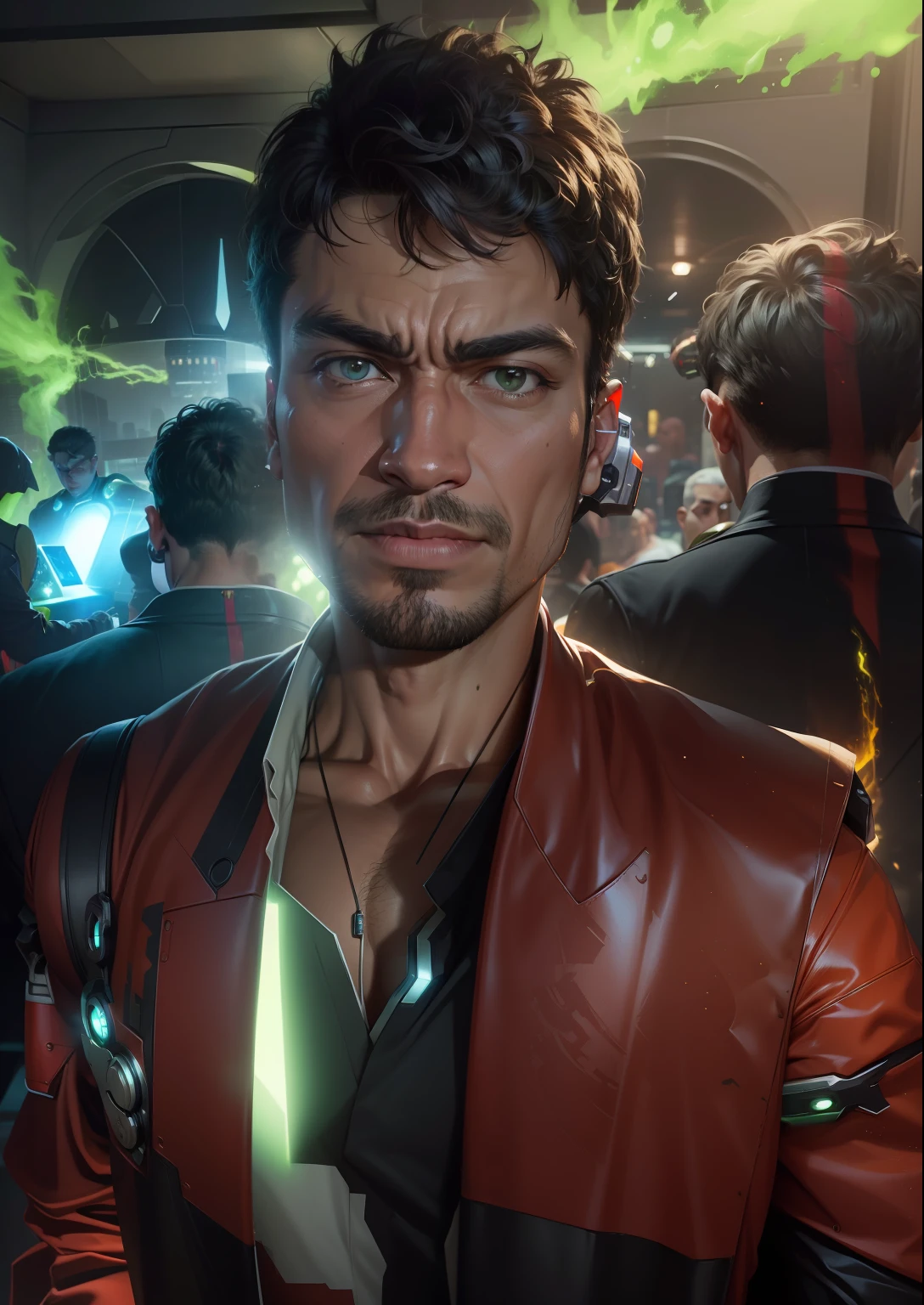 My original face and The ultimate fusion - Hulk's raw power synergizes with the finesse of IronMan's Arc reactor exosuit, rewriting the rules of heroism ,4k photo