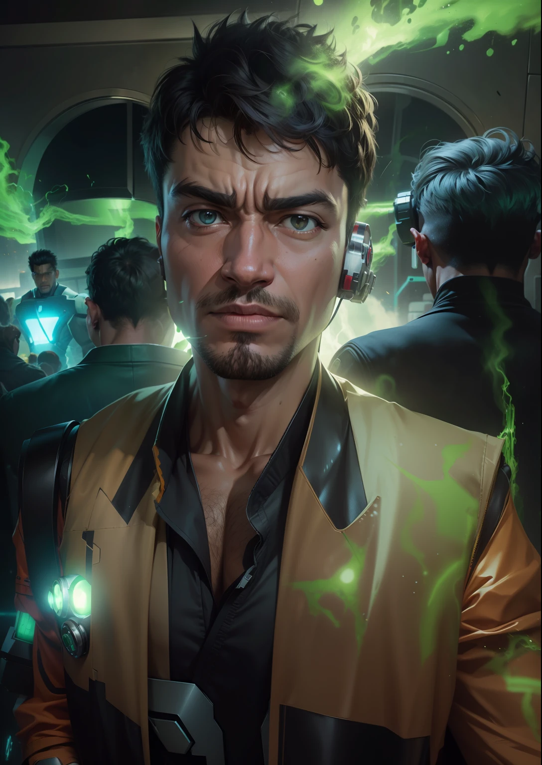 My original face and The ultimate fusion - Hulk's raw power synergizes with the finesse of IronMan's Arc reactor exosuit, rewriting the rules of heroism ,4k photo