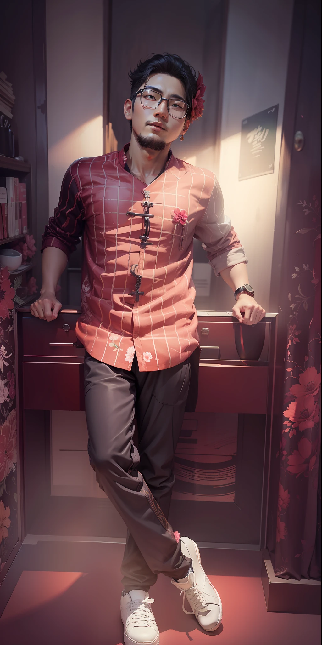 Korean style, flower bg , grafic
