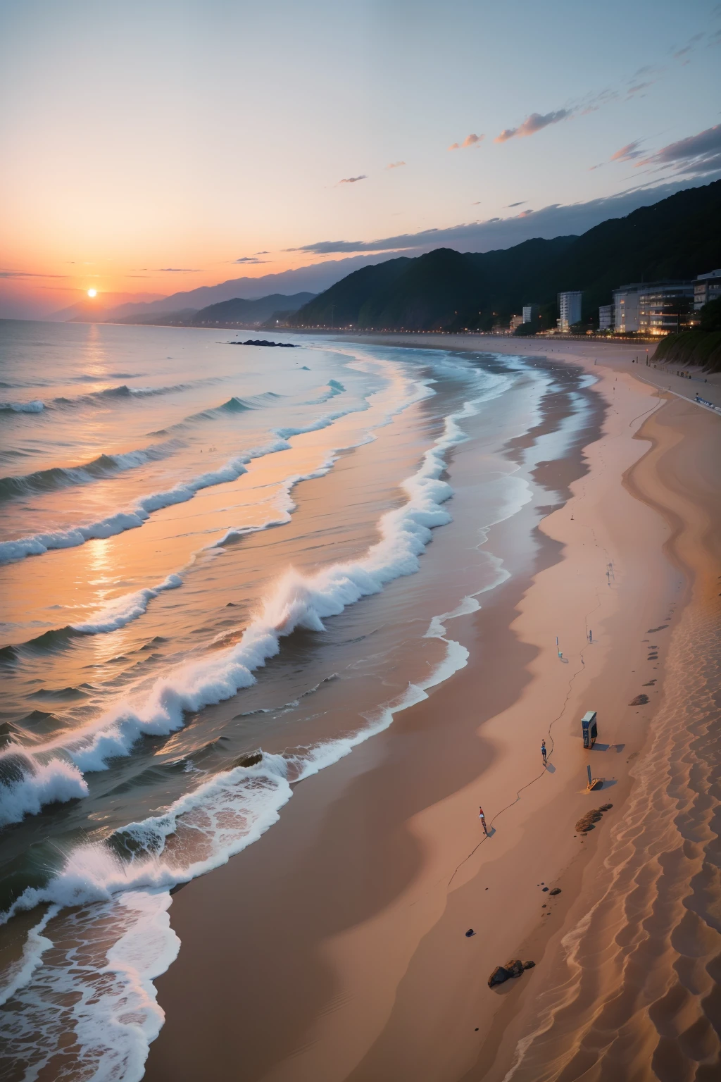 Sunset on Hamamura Beach in Tottori Prefecture