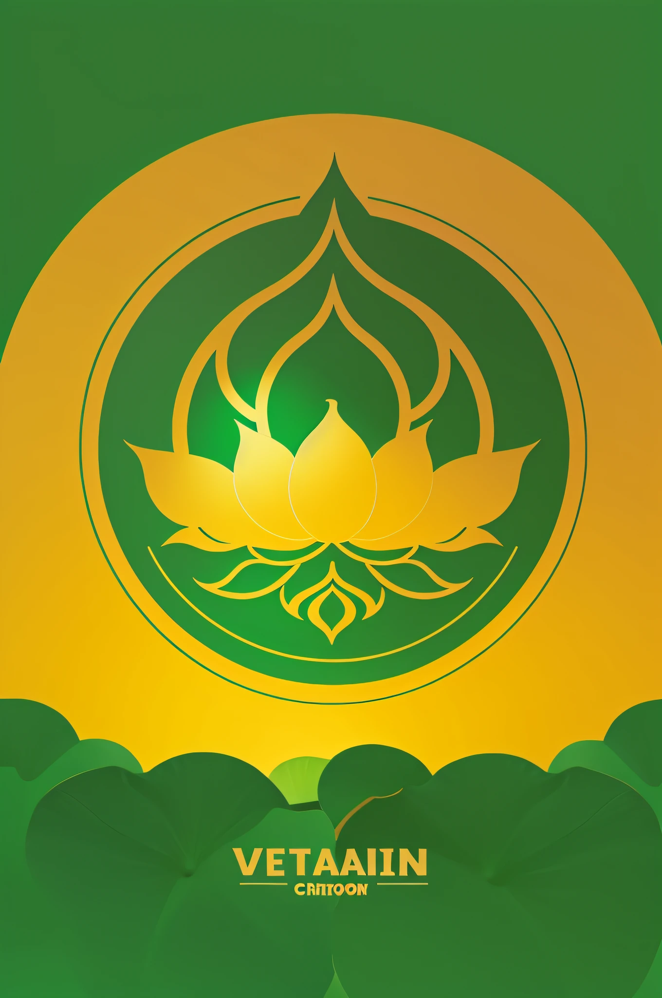 Create a logo vector graphic about a vegetarian food restaurant, a circular logo with the main color green, and have a lotus flower. design idea of Sen Chay by text to Image, sample style