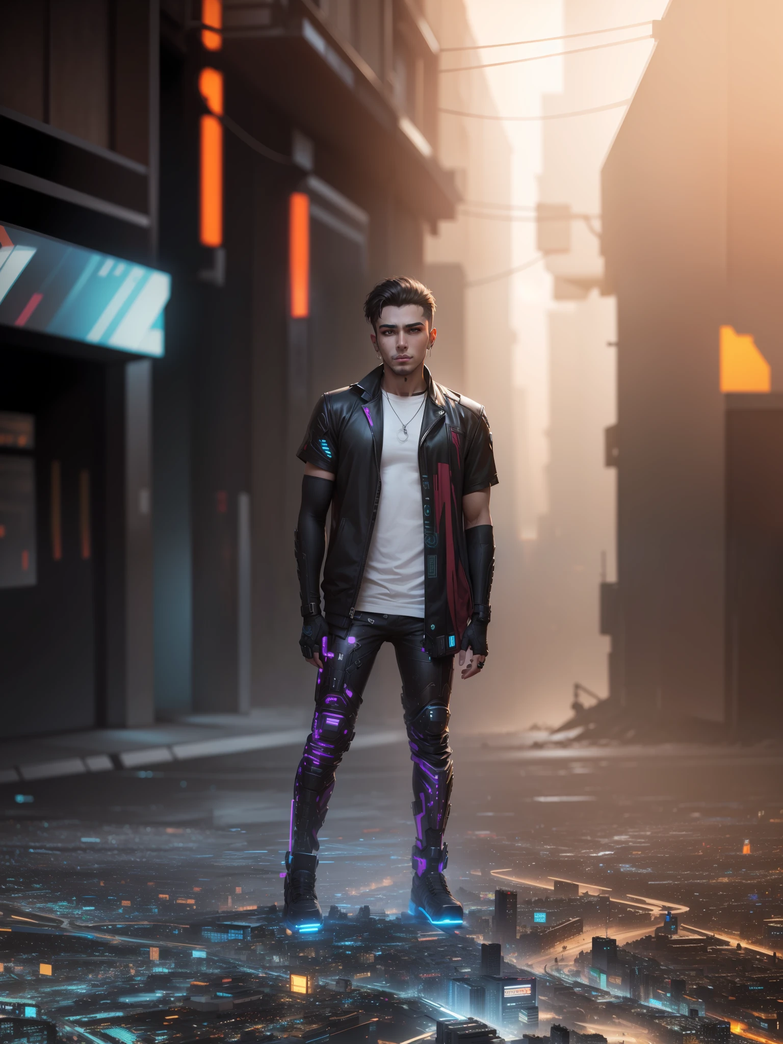 Change background cyberpunk handsome boy realistic face 8k ultra realistic