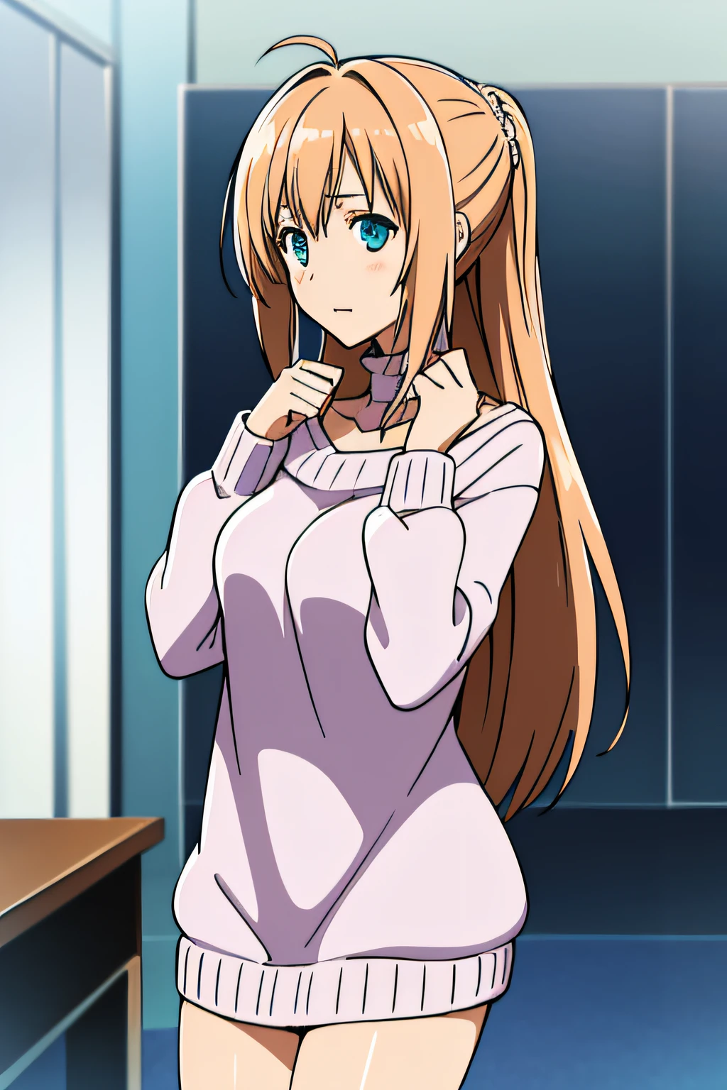 (((Best quality))), ((Ultra-detailed)), ((illustration)), ((Disheveled hair)), ((frilld)), (1 girl), (Solo),Sweaters,