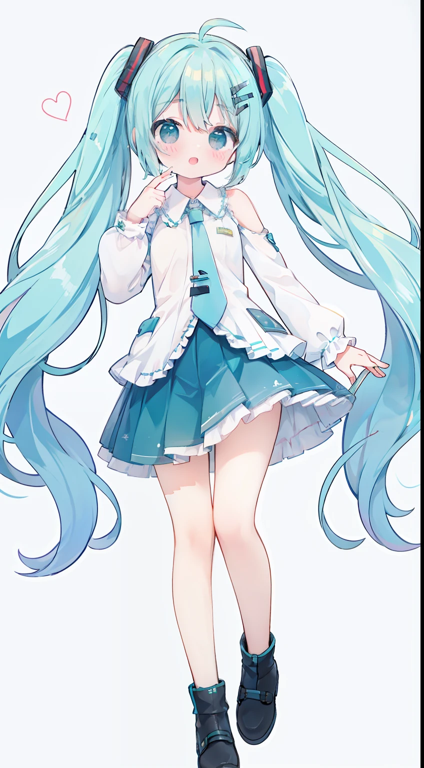 Standing Picture、full bodyesbian、cute little、​masterpiece、top-quality、Top image quality、Hatsune Miku
twintails