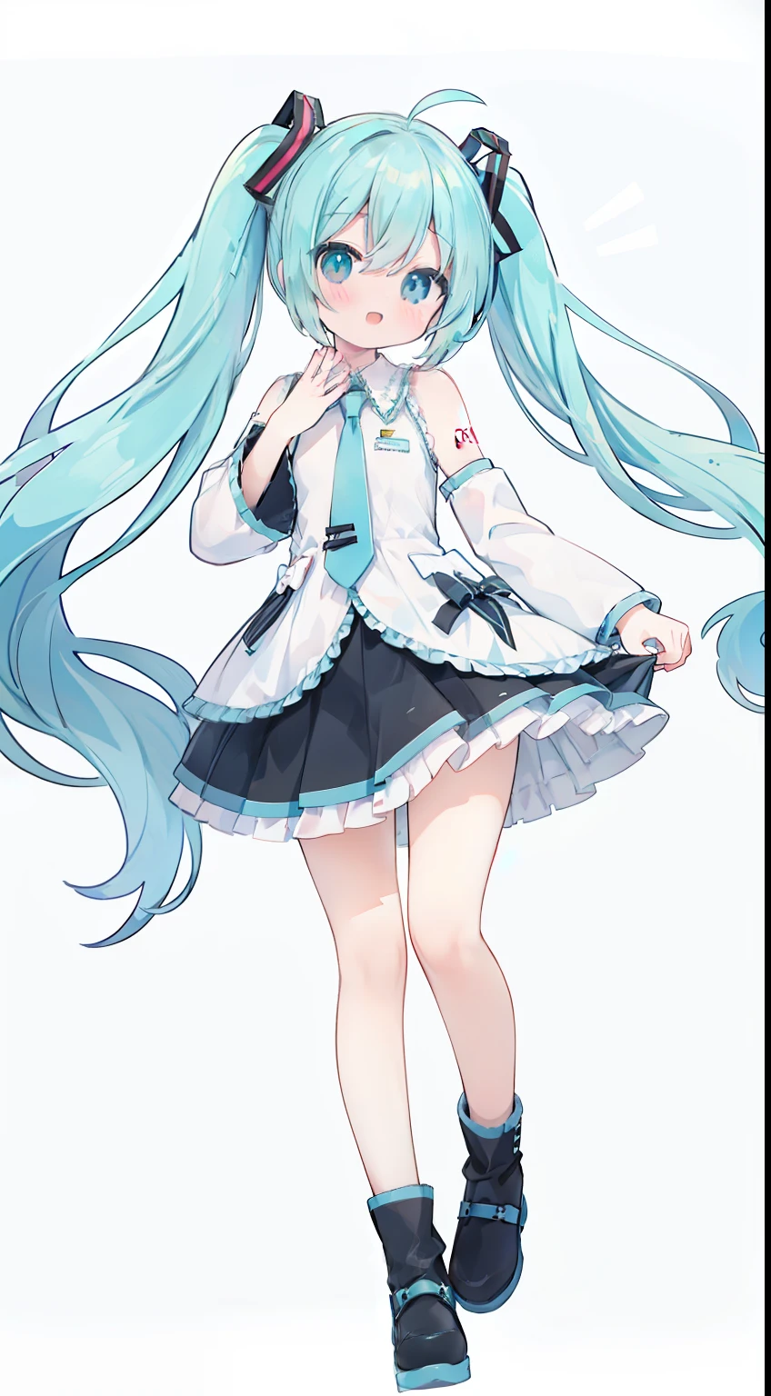 Standing Picture、full bodyesbian、cute little、​masterpiece、top-quality、Top image quality、Hatsune Miku
twintails