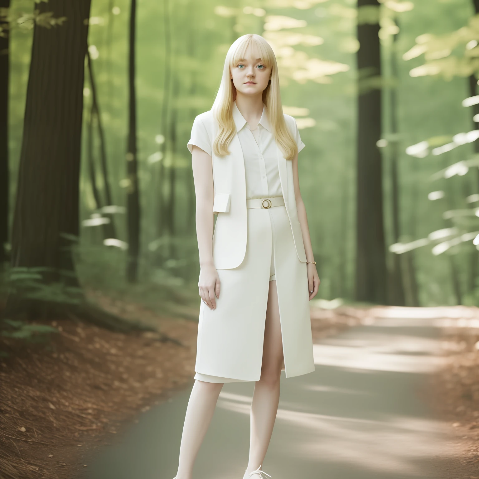 blond woman in jins, standing, full body, dakota fanning, soft portrait shot 8 k, female portrait, james jean soft light 4k, james jean soft light 4 k, a still of an ethereal