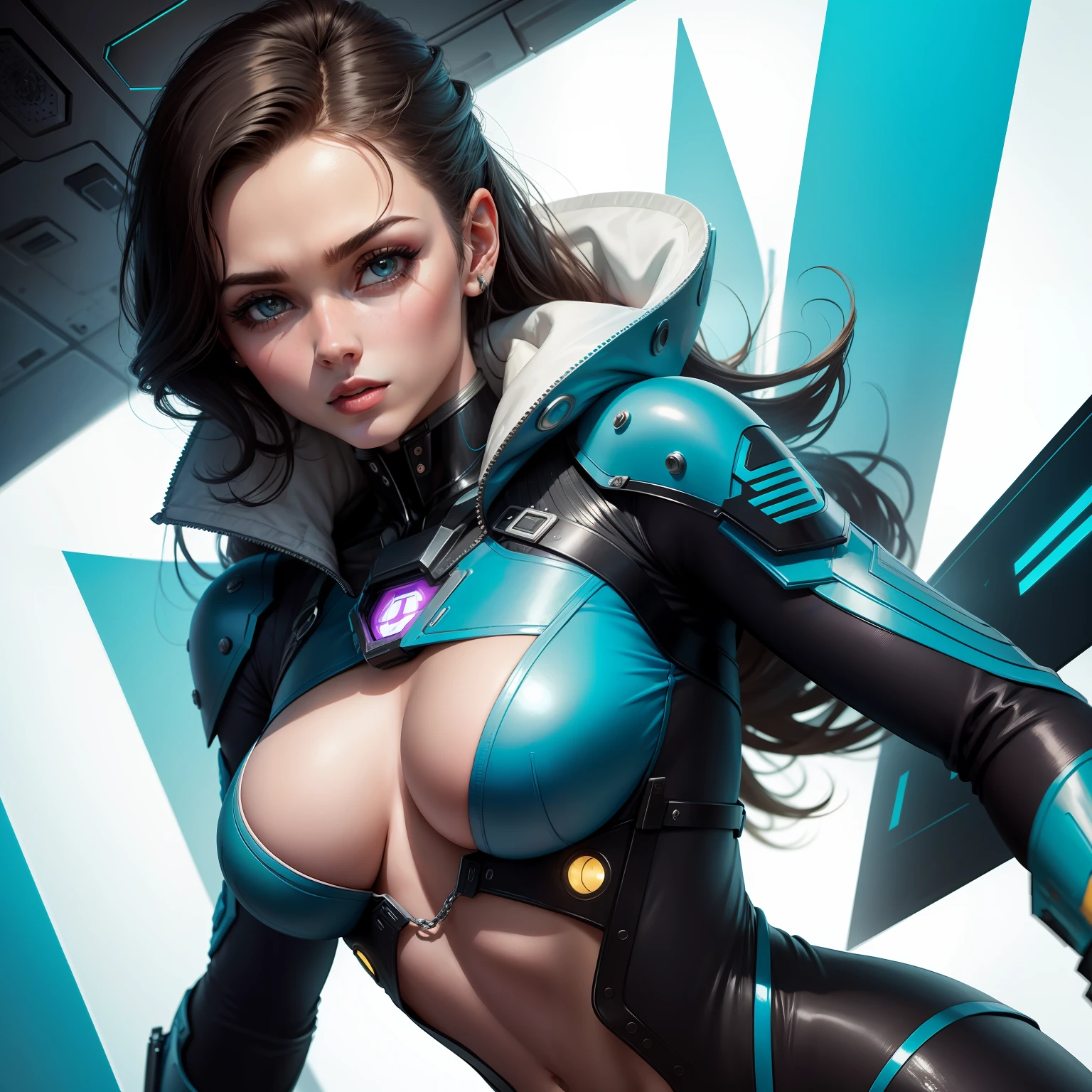 Mulher super gril futurista android humana feminina