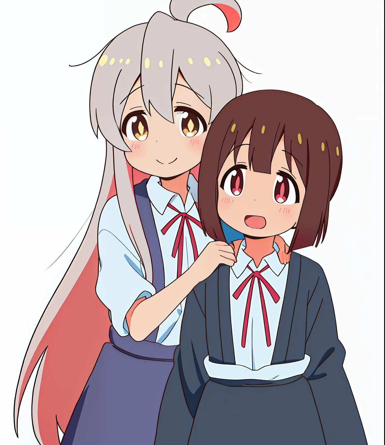 mano,HozukiMomiji OyamaMahiro,Magazines,beautidful eyes,2girls yuri,white backgrounid,simple backgound