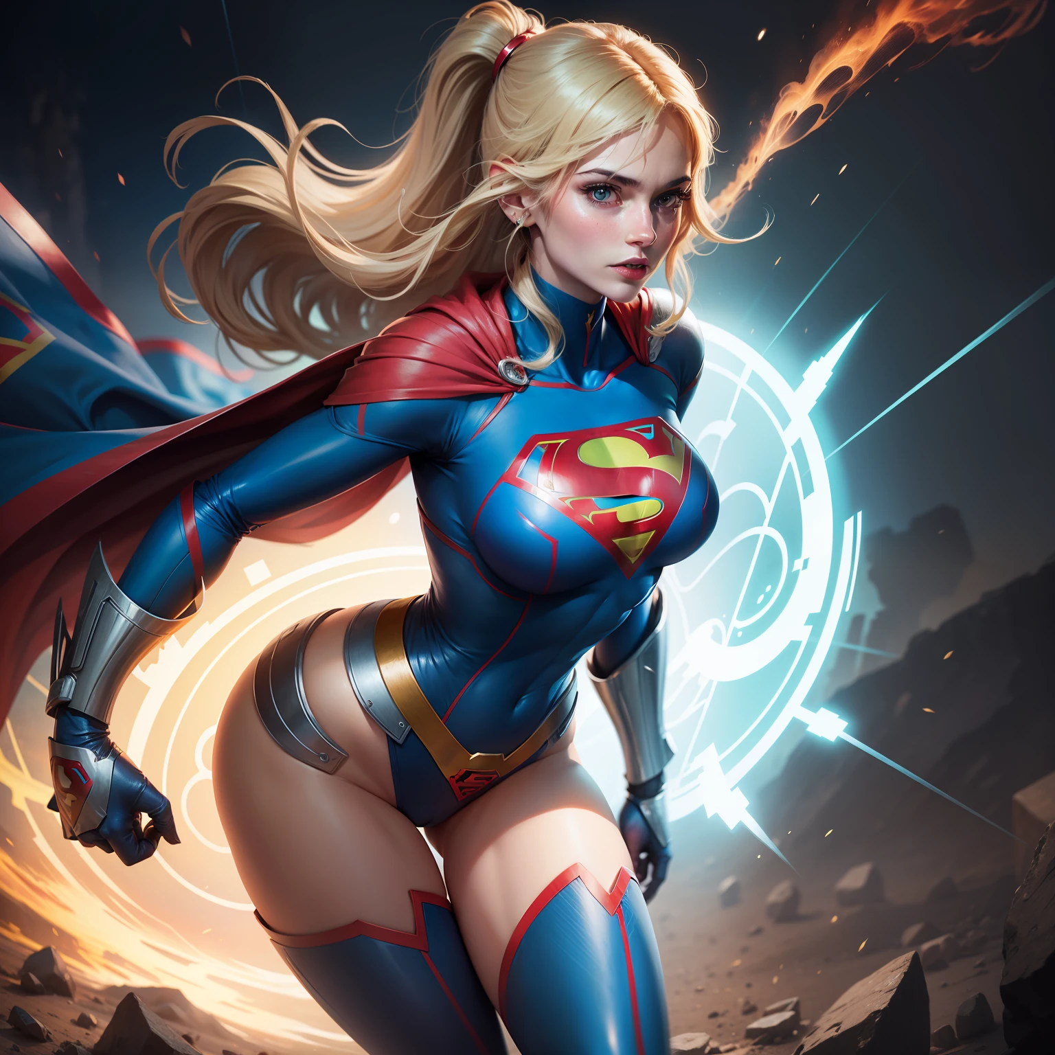 Mulher supergirl futurista android humana feminina nua