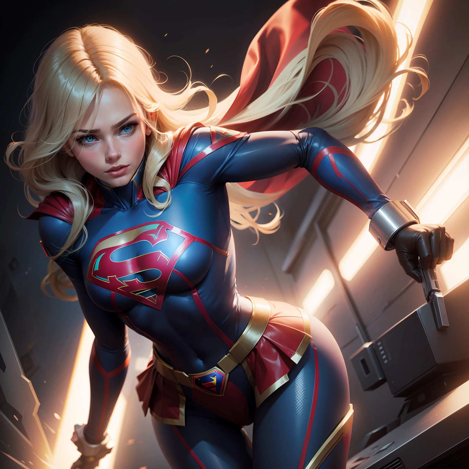 Mulher supergirl futurista android humana feminina nua