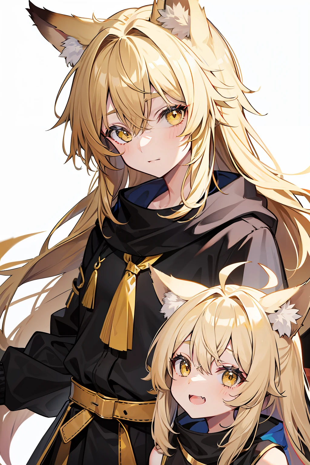 Kizi,Wolf ears,Hair covers the left eye,Brownish-yellow hair
