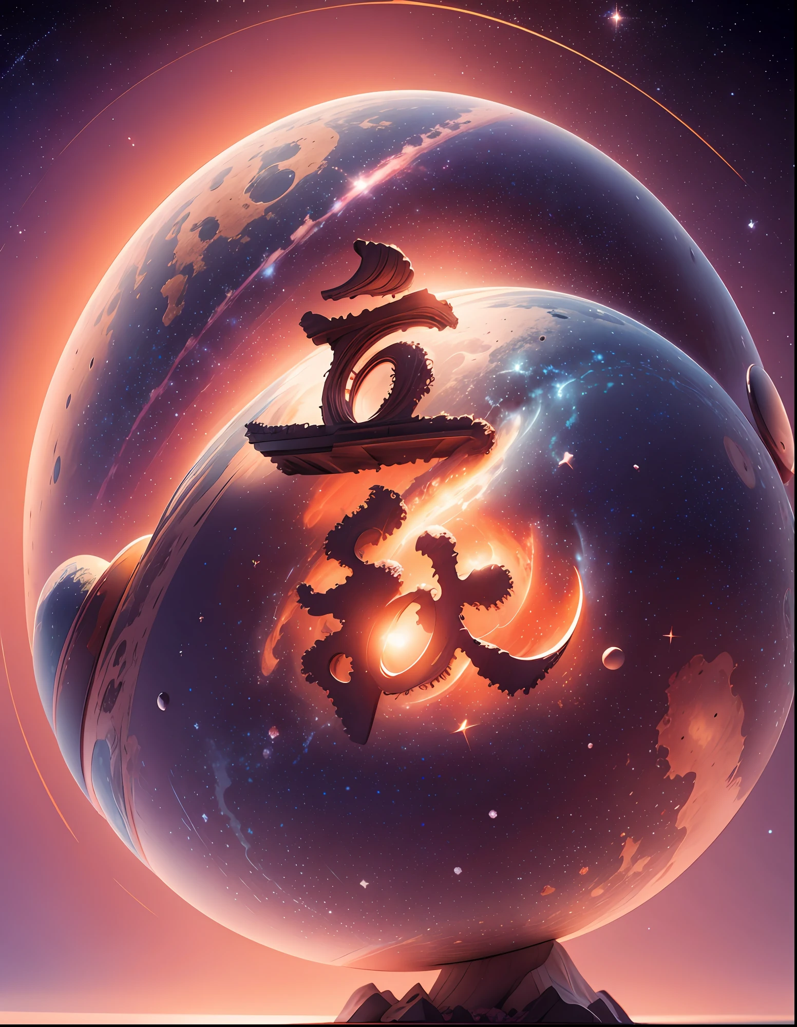Artist's representation of Planet X highlighted, with mysterious and intriguing colors. It can show the planet partially hidden in the shadows, conveying a sense of mystery and curiosity. Add glittering stars to the background to create a space atmosphere.