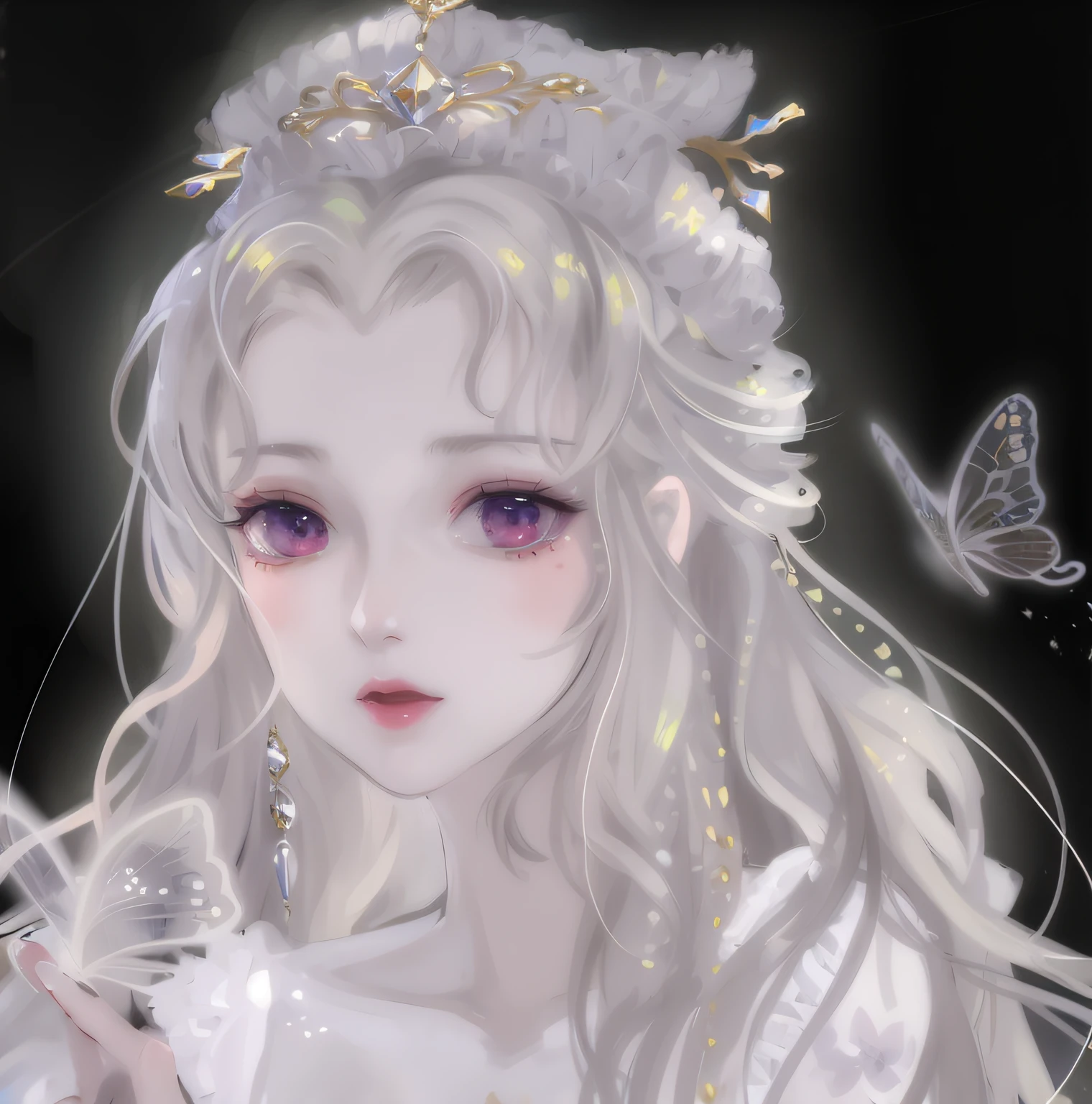 Anime girl with butterfly wings and white dress, ((a beautiful fantasy empress)), Guviz, made with anime painter studio, Guviz-style artwork, a beautiful fantasy empress, in the art style of bowater, Soft anime illustration, ethereal anime, Detailed face ), Ethereal beauty, Digital art on Pixiv, Detailed digital anime art, Ethereal!!!!!!!