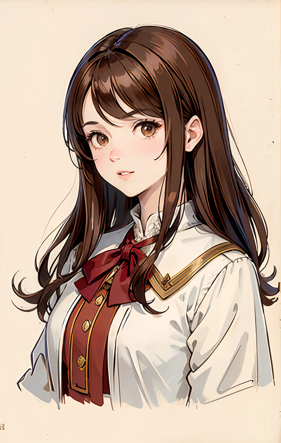 high qulity，tmasterpiece，white skinned，Brown hair，Impeccable，a skirt，college，a warm color palette，blacksilk，your legs