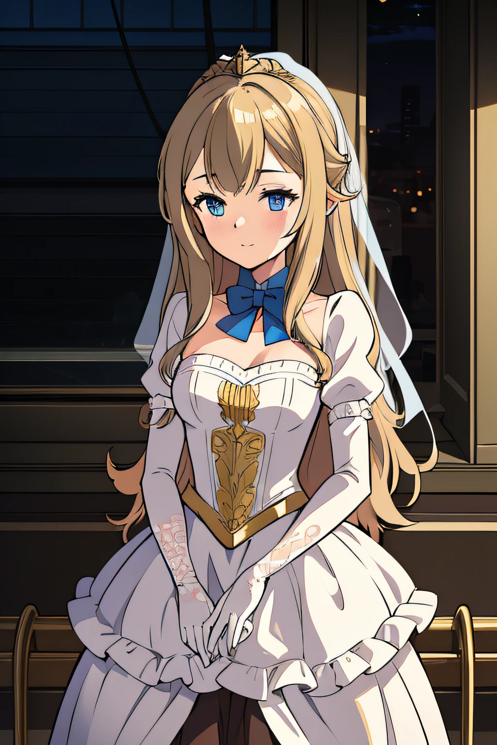 (((Best quality))), ((Ultra-detailed)), ((illustration)), ((Disheveled hair)), ((frilld)), (1 girl), (Solo),Wedding,