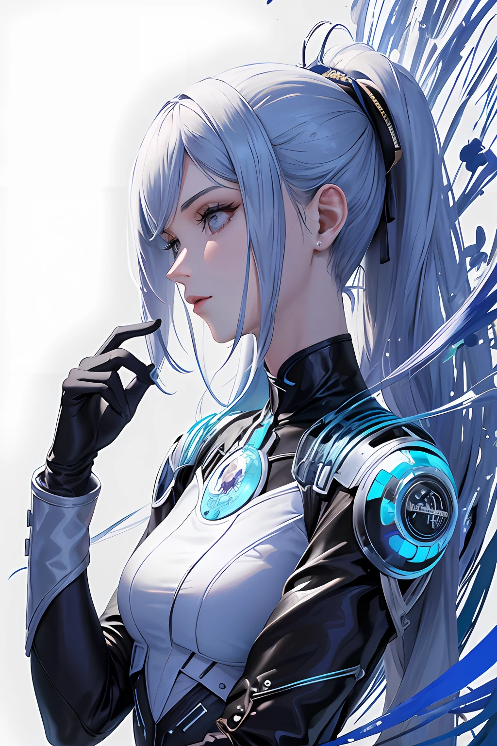 (obra-prima, android feminina humana, qualidade superior, melhor qualidade, arte oficial, beautiful and aesthetic: 1.2), (1girl), extremamente detalhado, (arte fractal: 1.3), colorido, mais detalhado