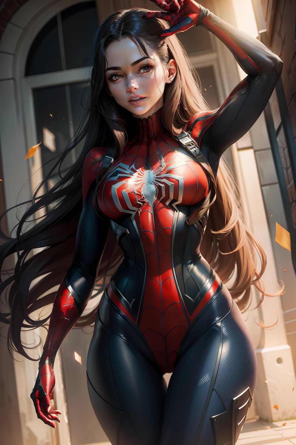 Beauty Spider-Man full body long hair feminine sexy