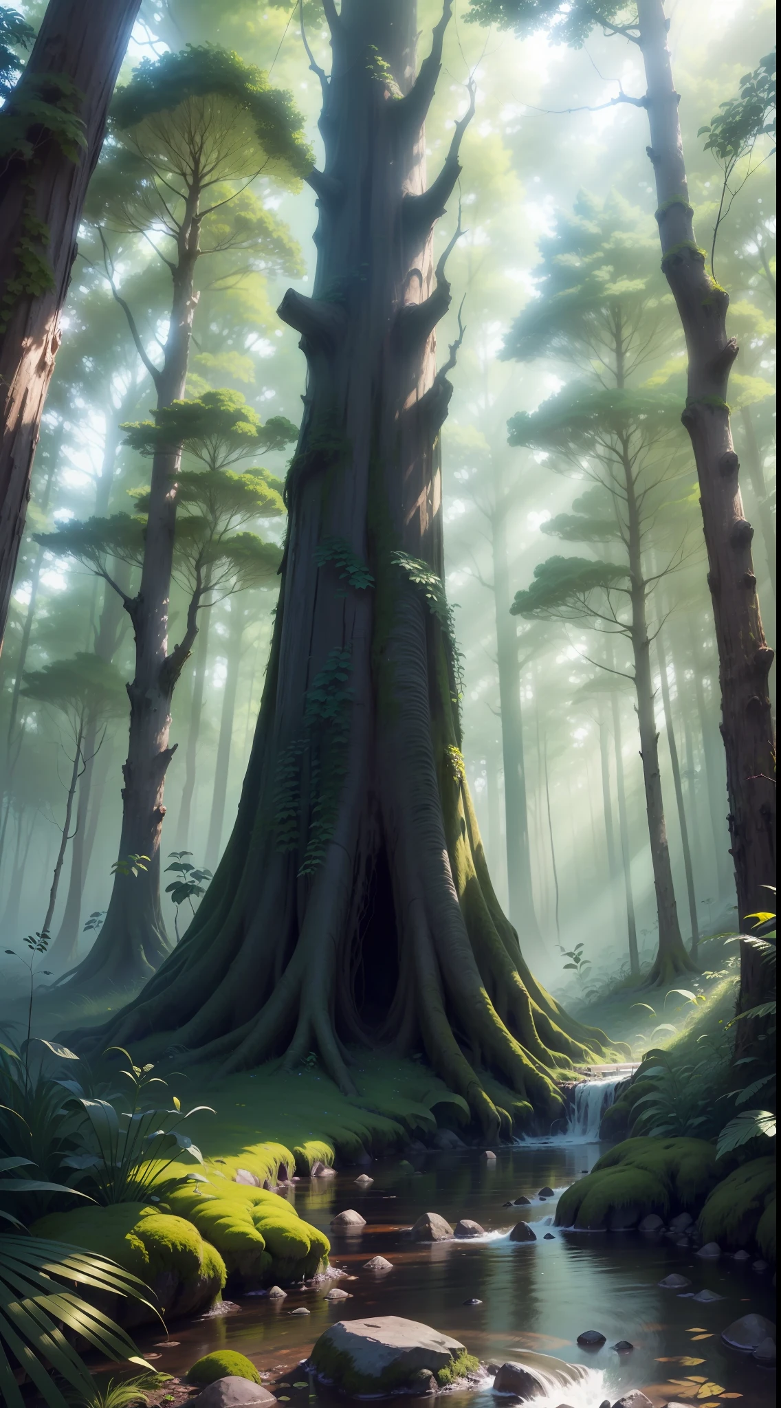 You step into a dense and enchanting forest, where towering trees create a natural canopy above. The sunlight filters through the leaves, casting a mesmerizing play of shadows on the forest floor. The air is filled with the earthy scent of damp soil and the fragrance of blooming flowers, creating a harmonious blend of nature's aromas.
Birds chirp melodiously, their songs intermingling with the rustling of leaves as gentle breezes sway through the foliage. The symphony of nature surrounds you, soothing your senses and immersing you in the serene ambiance.
As you venture further, you come across a meandering stream, its crystal-clear waters glistening under the dappled sunlight. The sound of running water creates a calming rhythm, inviting you to pause and appreciate the tranquil beauty of the forest.
The forest floor is adorned with a rich tapestry of moss, ferns, and wildflowers, adding vibrant splashes of color to the lush greenery. Small creatures, such as squirrels and rabbits, dart playfully among the undergrowth, adding a touch of liveliness to the peaceful setting.
The towering trees stand as ancient guardians, their age-old wisdom emanating from their gnarled trunks and branches. Their sheer size and majesty instill a sense of awe and reverence as you contemplate the millennia of life they have witnessed.
Yet, amidst the serene beauty lies an untamed wilderness. The forest holds secrets and mysteries, as well as unseen dangers lurking in the shadows. The call of predators and the distant howls of unseen creatures remind you that even in its tranquility, the forest remains a wild and unpredictable place.
As you delve deeper into the heart of the forest, you can't help but feel a connection with nature, a sense of belonging to this ancient realm. The hushed whispers of the trees seem to beckon you onward, inviting you to unravel the secrets that lie hidden within this captivating and enigmatic woodland.
