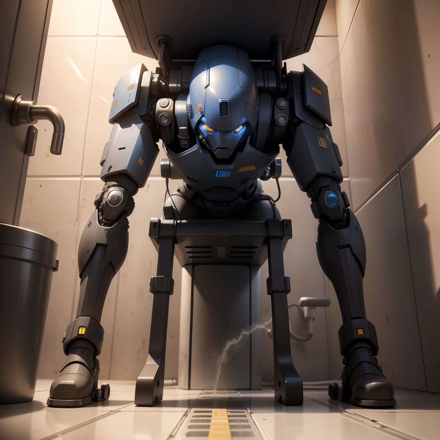 The humanoid toilet mech is strong and domineering
