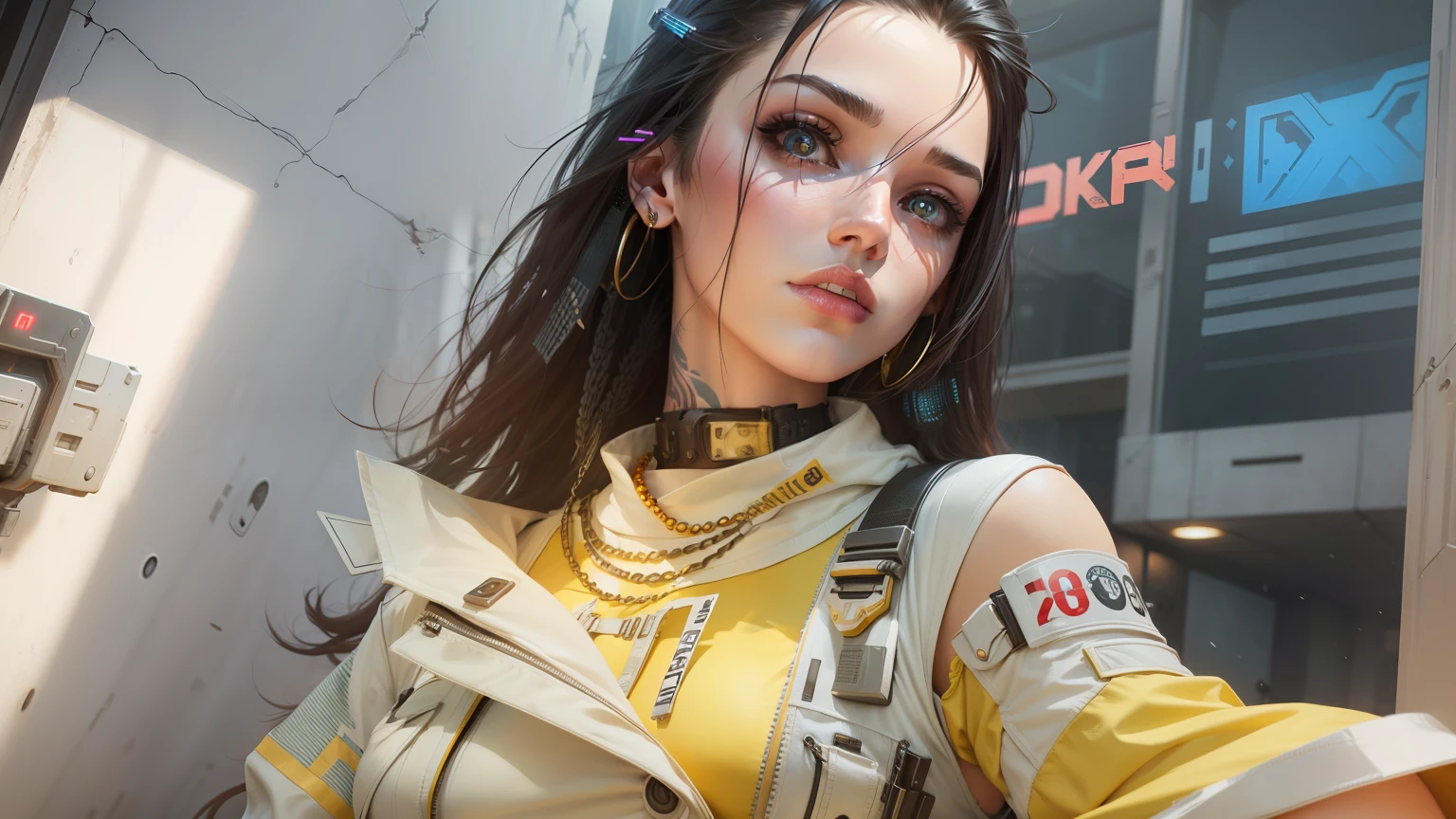 Change background cyberpunk handsome girl , realistic face, 8k, ultra realistic,