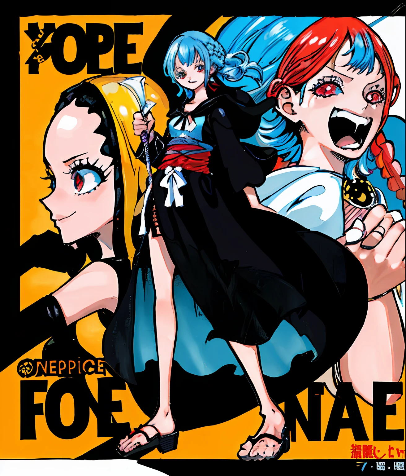 masutepiece, Fine detail, 4K, 8K, 12K, Solo, 1 person, Beautiful Girl, caucasian female, One-piece style image, Light blue hair, Red Eyes, Short hair, 15 years old, Short stature, black robes, Black hood,Clothes with a long hem、Full black clothes、brown braided sandals