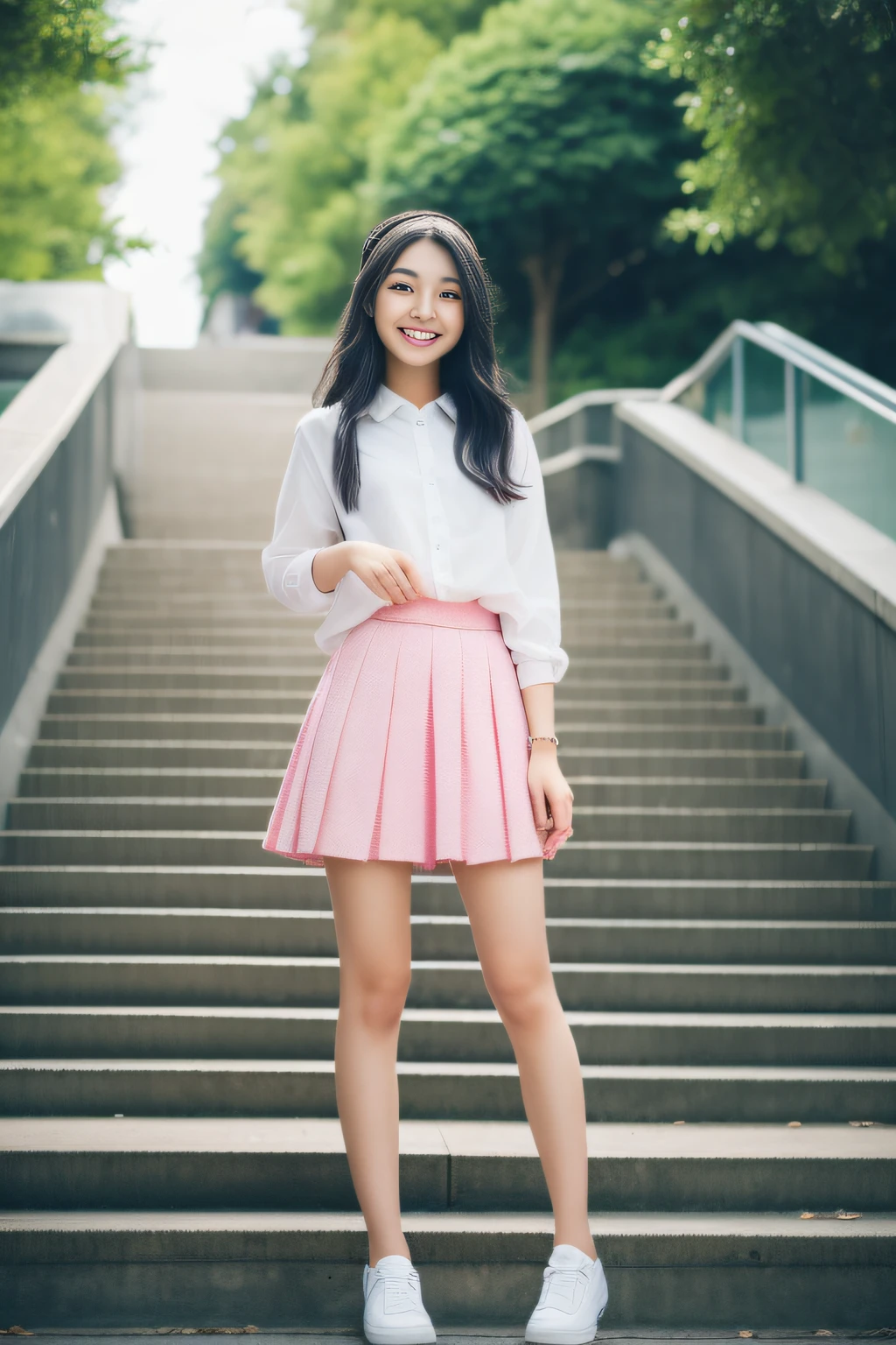 (masterpiece、hightquality、high-level image quality)、(Girl just graduated from high school、Tension climbing the stairs of adults)、(Glittery black hair、bob、Clear eyes)、(With dreams and hopes、Casual cute outfit、Fashionable)、(perfect anatomia、Precise and perfect limbs、Perfect physiology)、Walking around the city on holidays、Feeling excited、Beautiful face and body、Healthy mind and body、smile、Fluttering hair、