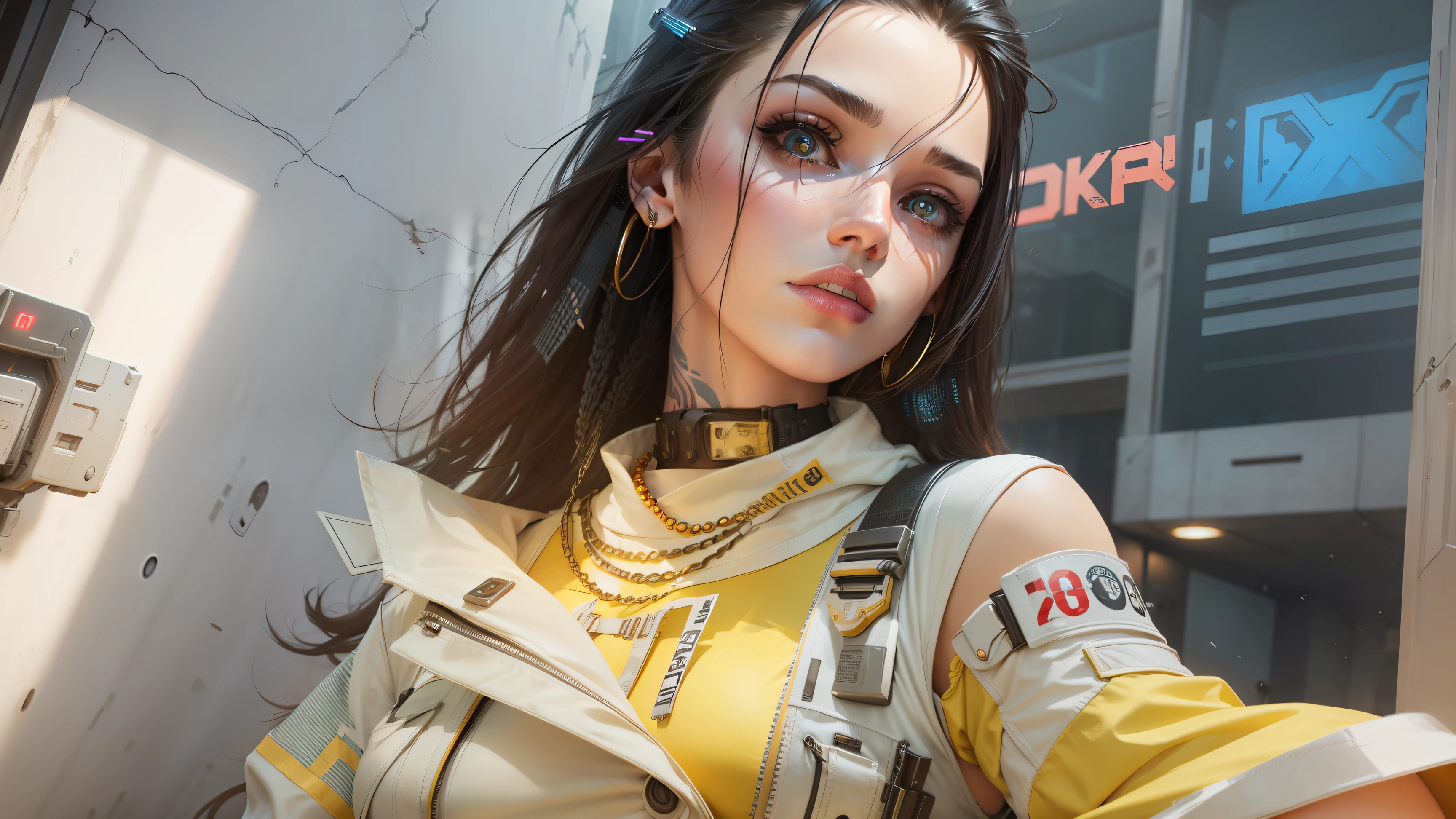 Change background cyberpunk handsome girl , realistic face, 8k, ultra realistic,