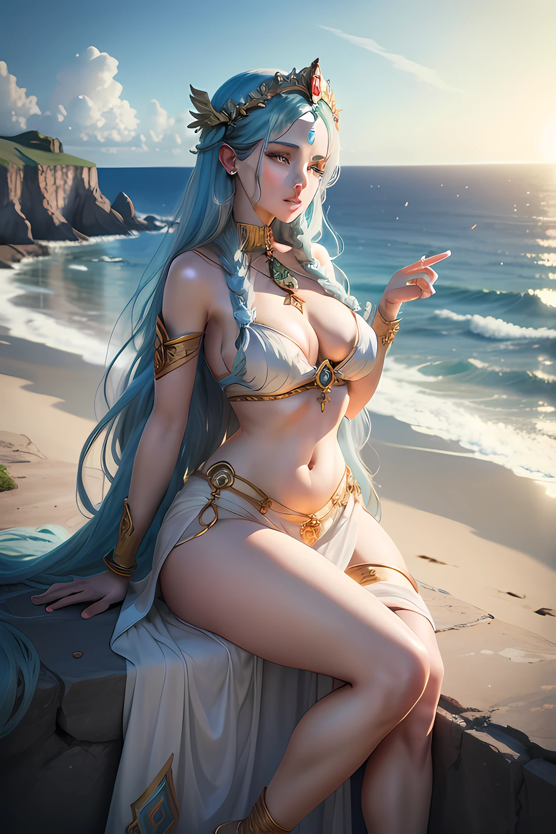 The goddess is by the sea