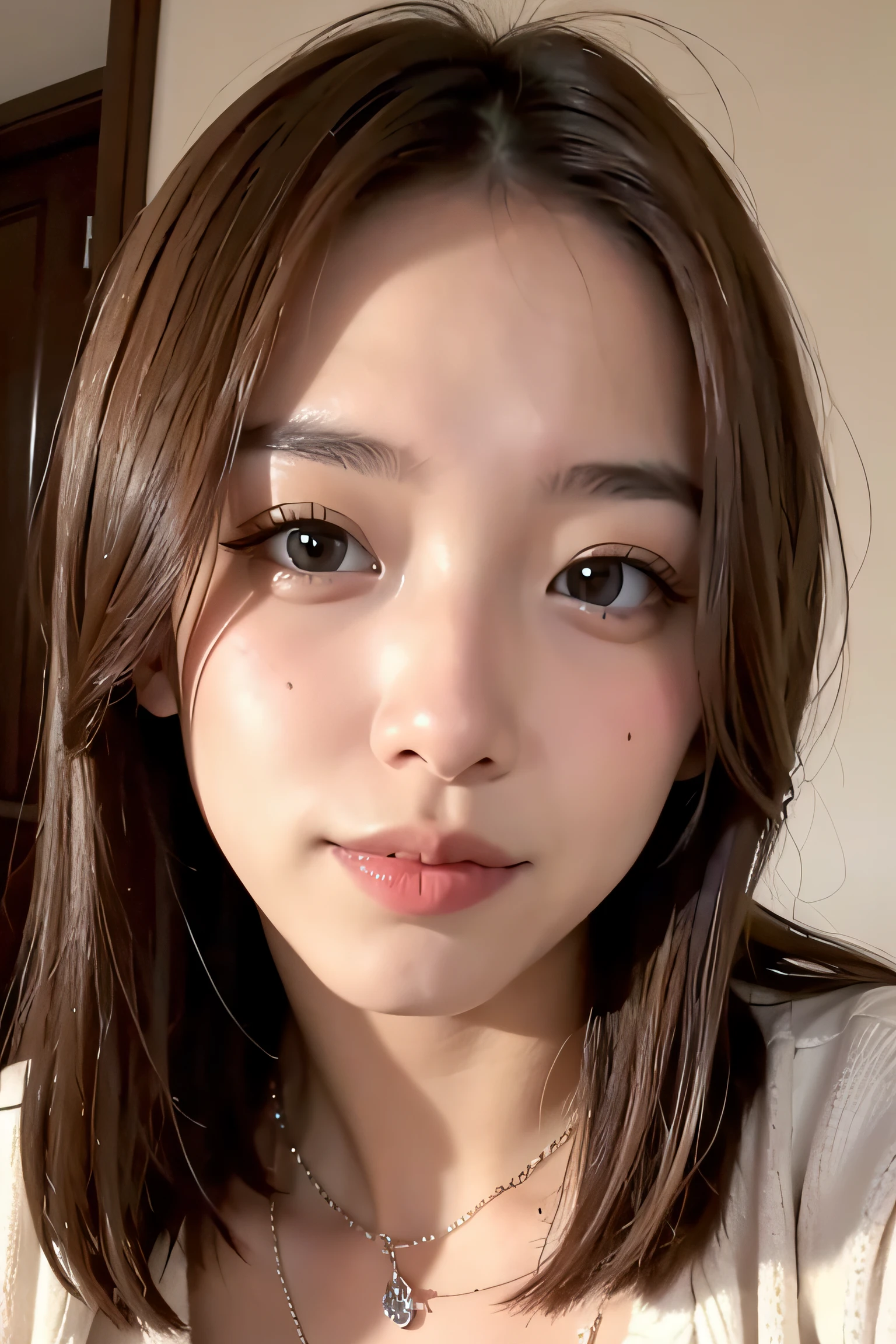 Random posture,1girl,seduce, beautiful breasts, lips, realistic, photo_\(medium\), solo, (masterpiece),(photorealistic:1.3), ultra-detailed, (high detailed skin:1.2),(best quality:1.0), (ultra highres:1.0), (ulzzang-6500:0.3), beautiful and clear eyes, delicate necklace,sunshine, (beautiful detailed makeup), (sexually aroused blushing heavy breathing:1.0), (soft glow bloom:0.5),