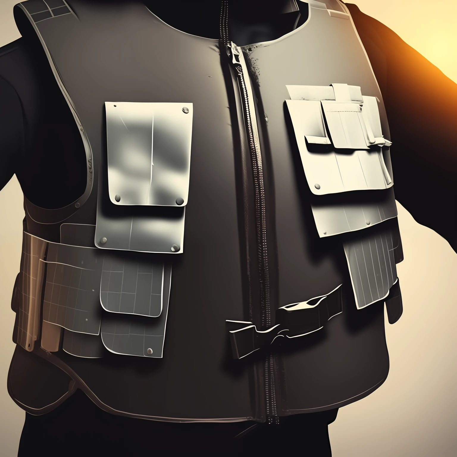 A strong person with a bulletproof vest