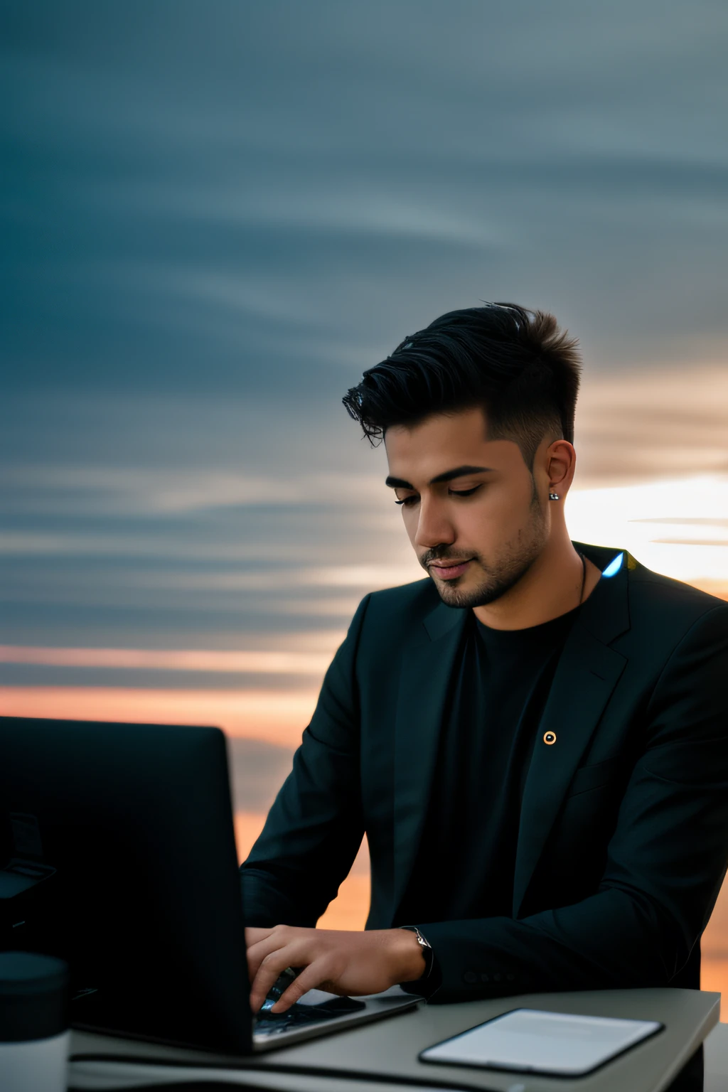 scie fi ,hacking technology, techie ,businessman, smart,8k,face handsome