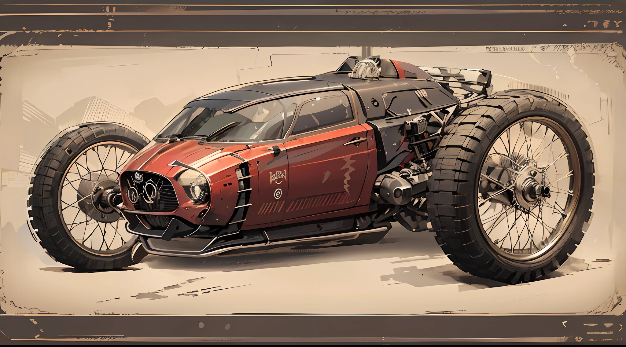 Coche deportivo carreras dieselpunk carbonopunk superdeportivo