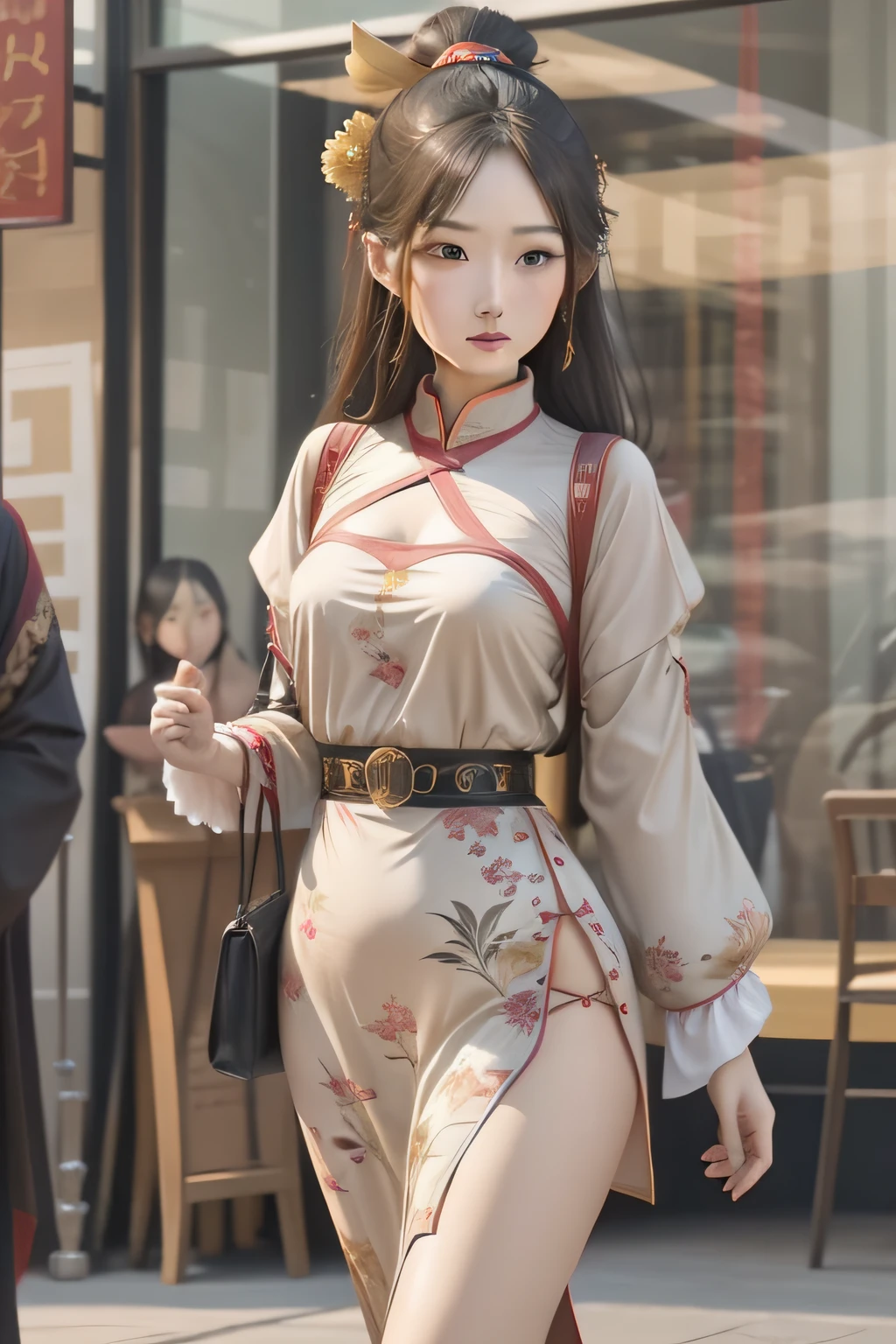 dunhuang,Beautuful Women,chineseidol,Features of the Western Regions,Exquisite painting style,Beautiful,There are several fluttering flying belts behind him,The clothes are fluttering