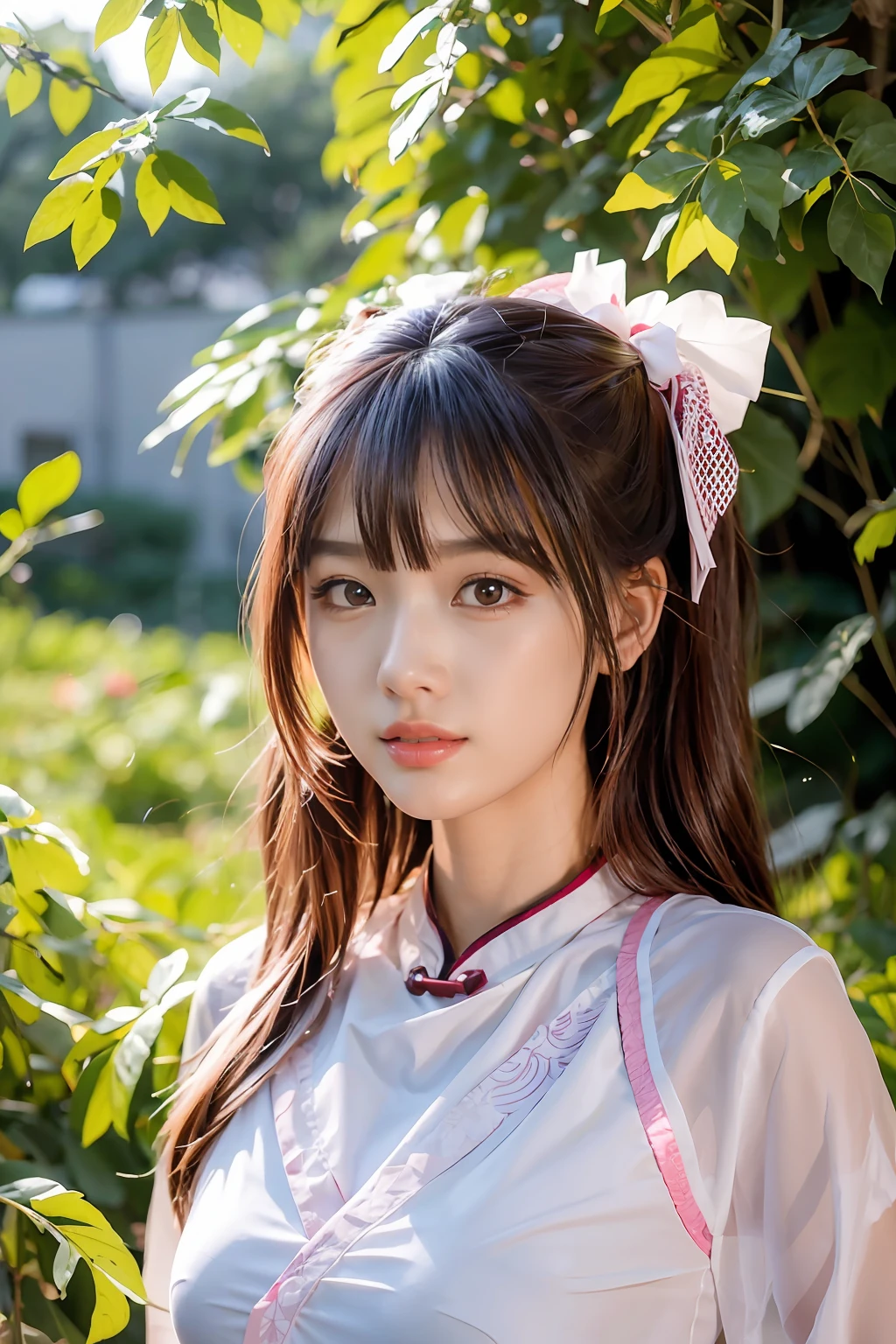 araffe asian woman in a pink dress posing for a picture, sakimichan, 🌺 CGSesociety, Fanart, beautiful teenage girl, Traditional beauty, beautiful portrait image, ulzzangs, Korean girl, Ethereal beauty, high detal), sakimi chan, shaxi, cutecore, cute beautiful, Chinese girl, Middle metaverse