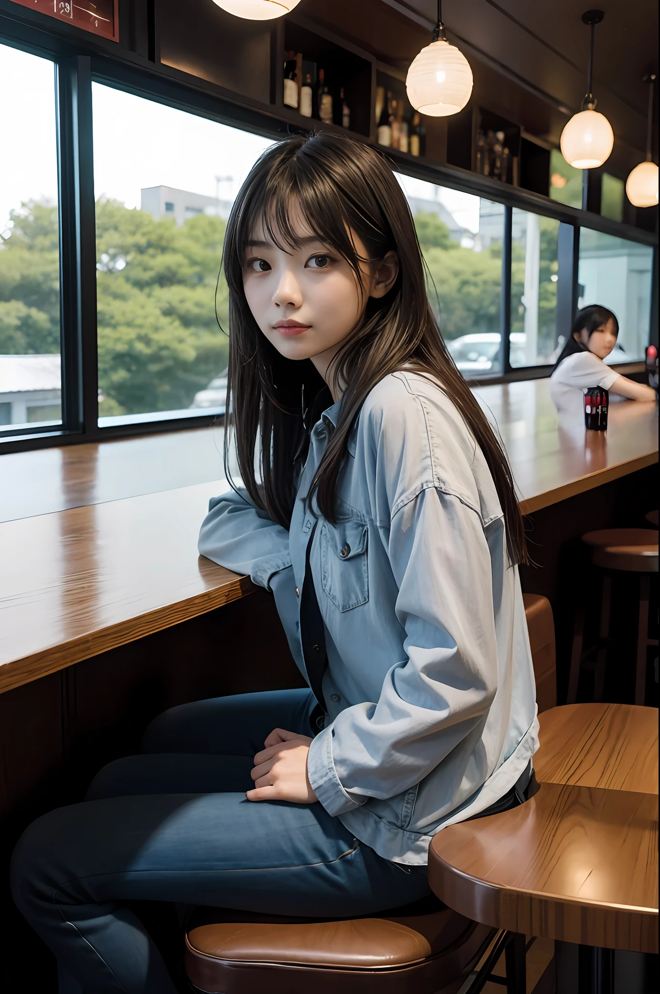 Gakki, a 20-year-old woman, sits in a bar