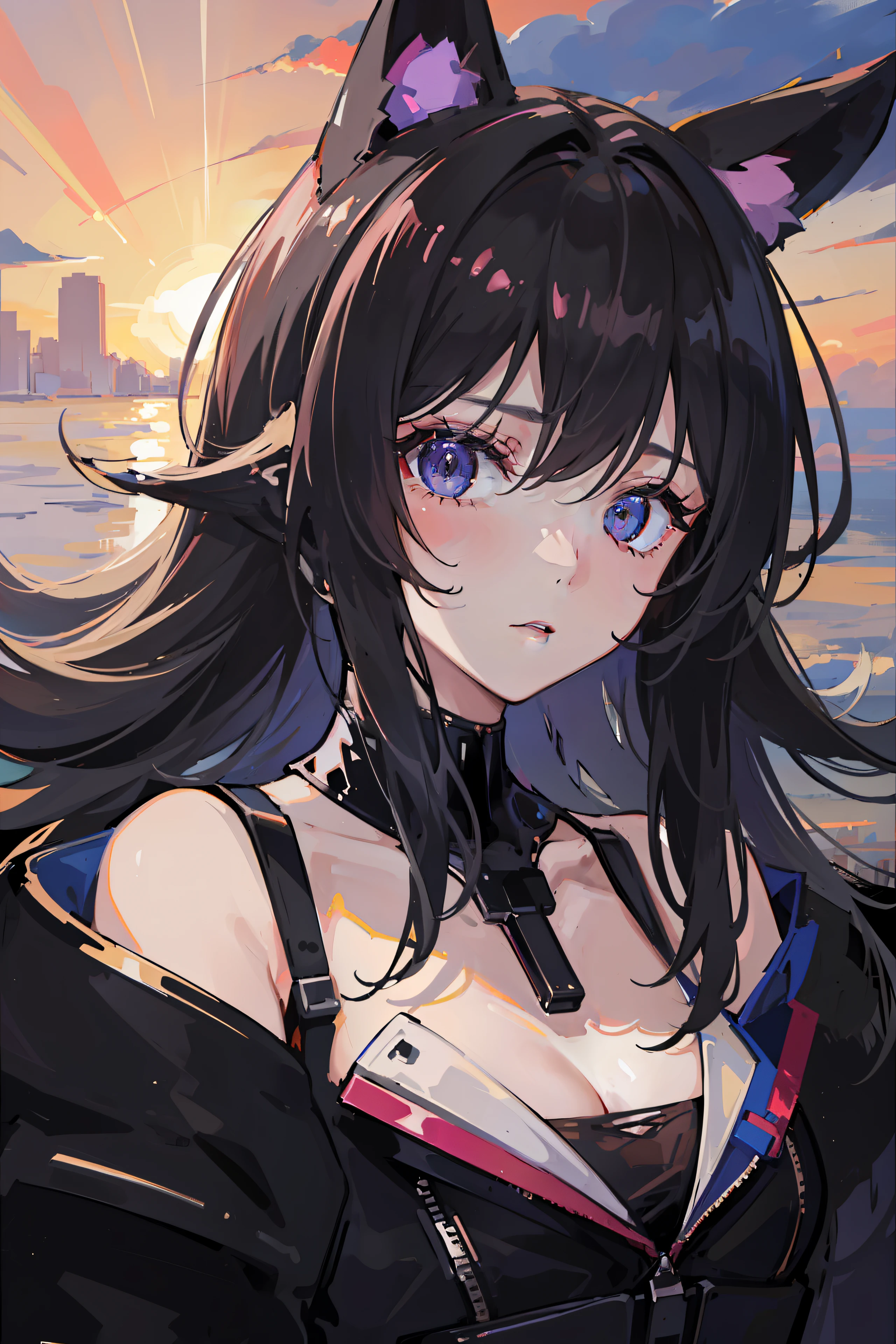 (nvinkpunk: 1.2) (snthwve style: 0.8) Corvette, light wave, sunset, complex and elaborate design