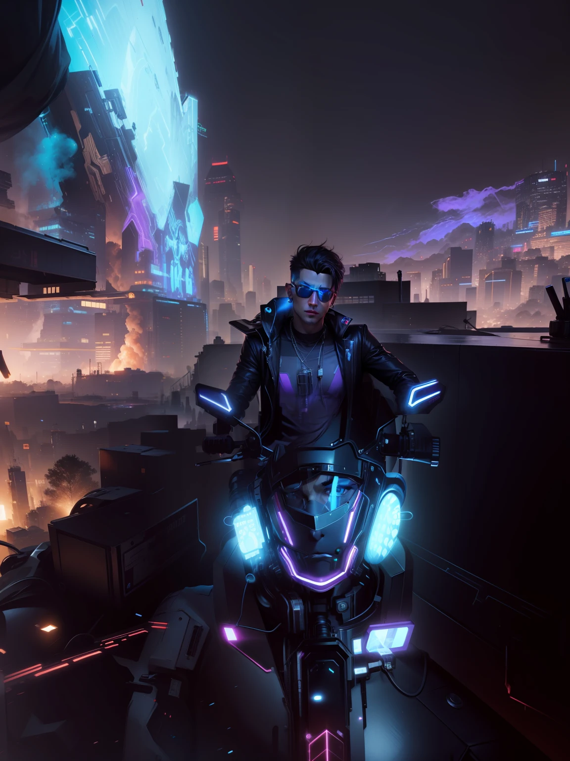 Change background cyberpunk handsome boy, realistic face, 8k, ultra realistic