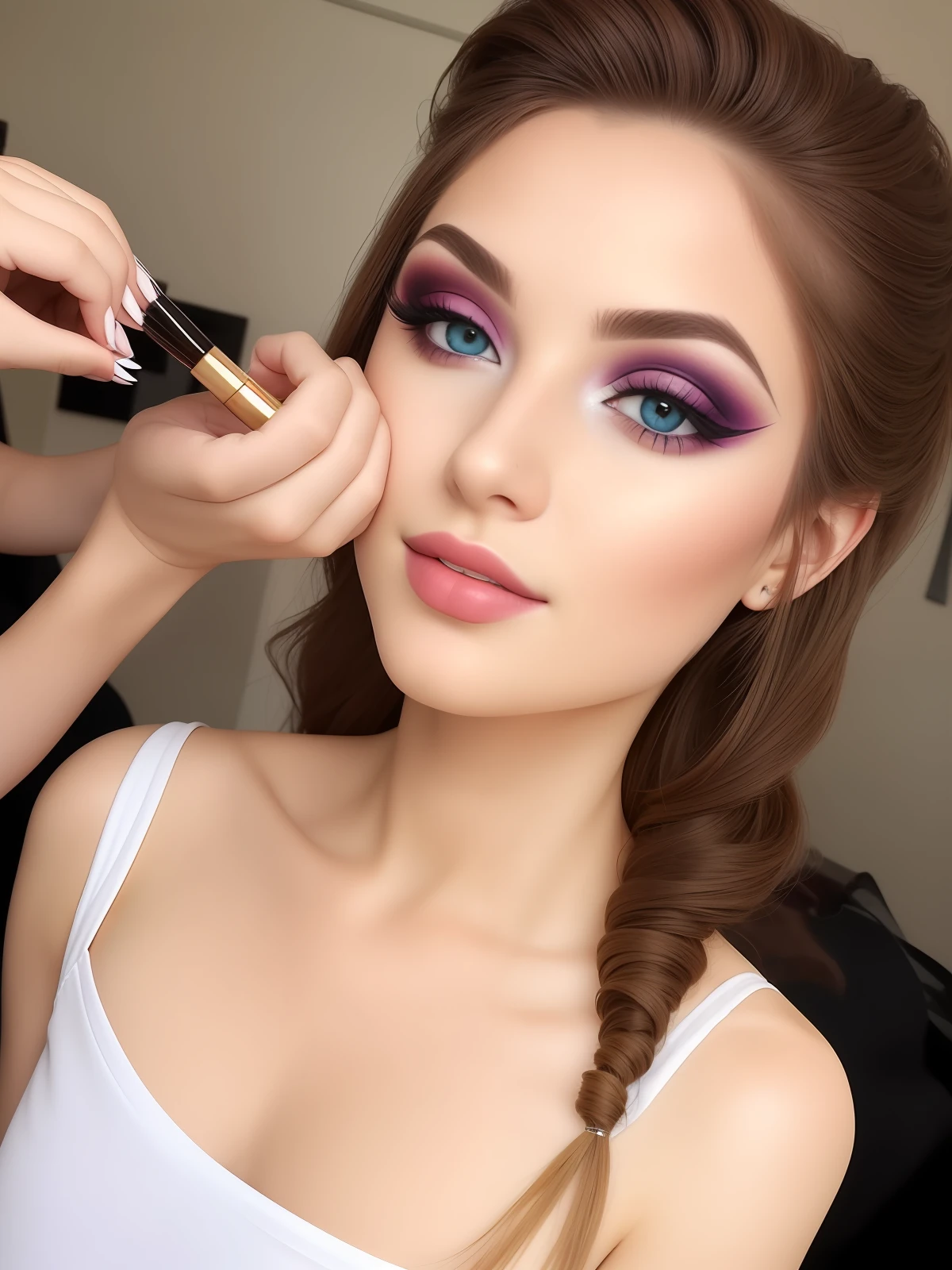A beautiful woman in makeup