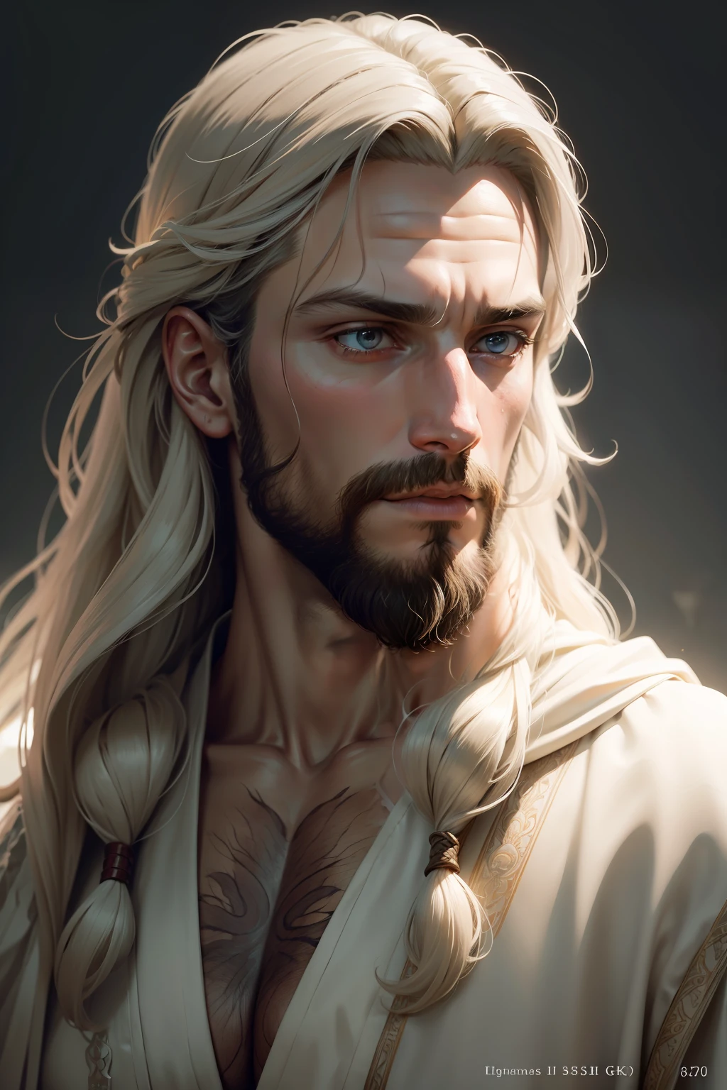 (symmetry),centered,a ((close)) up portrait,(Jesus),a very thin white man with long hair and a beard,wearing a long white robe,35mm,natural skin,clothes  detail, 8k texture, 8k, insane details, intricate details, hyperdetailedhighly detailed,realistic,soft cinematic light,HDR,sharp focus, ((((cinematic look)))),intricate, elegant, highly detailed
