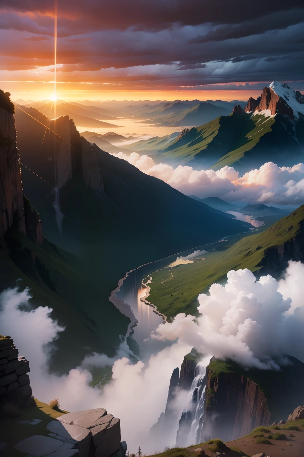 Wind and clouds, thunder, dusk, sunset, western mountains, heavy rain, scenery, take pictures
