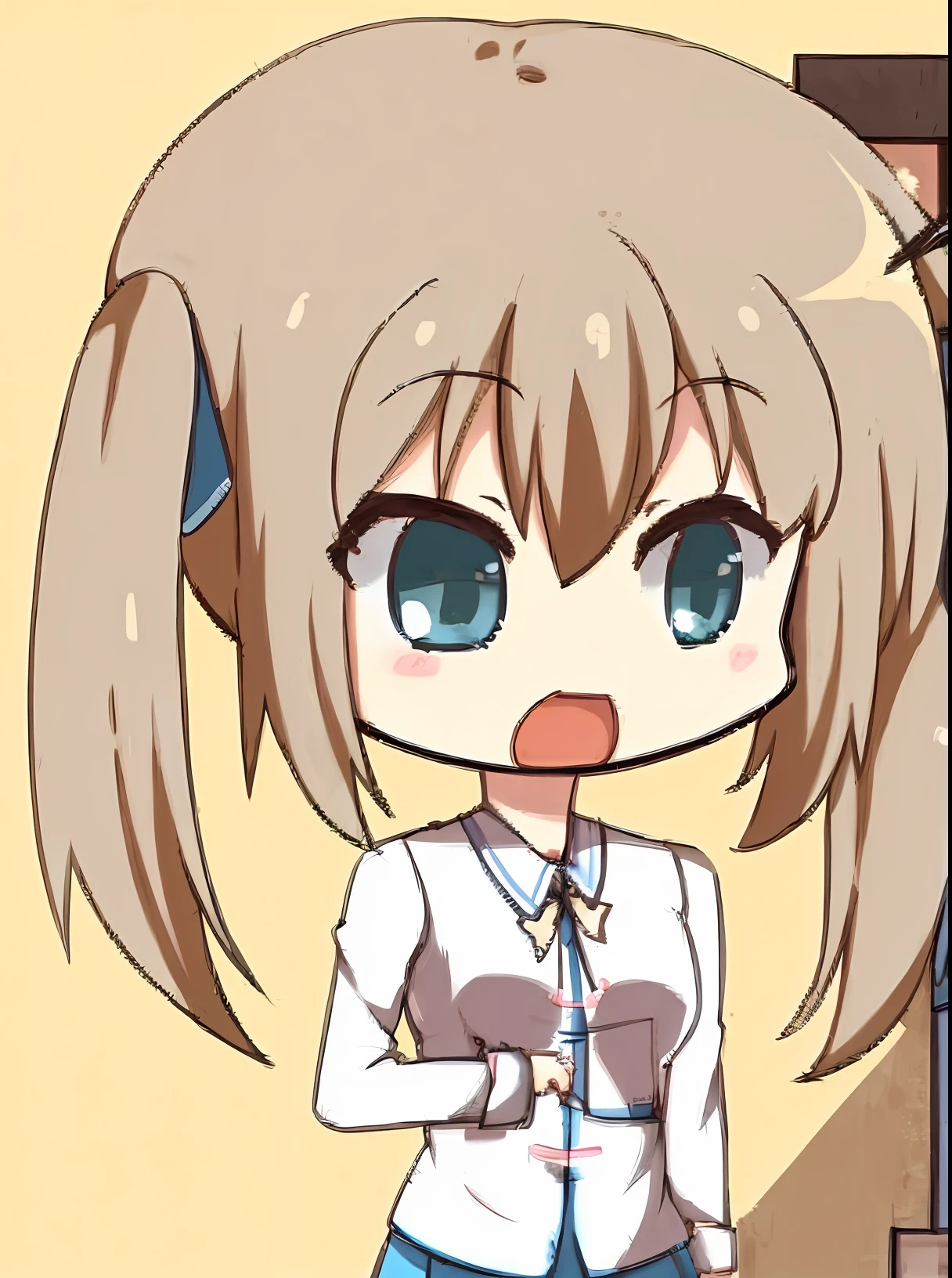 The anime girl had a surprised look on her face, anime visual of a cute girl, anime moe art style,, small curvaceous loli, small loli girl, nyaruko-san, cute anime face, extremely cute anime girl face, senko-san, up of young anime girl, ecchi anime style,
