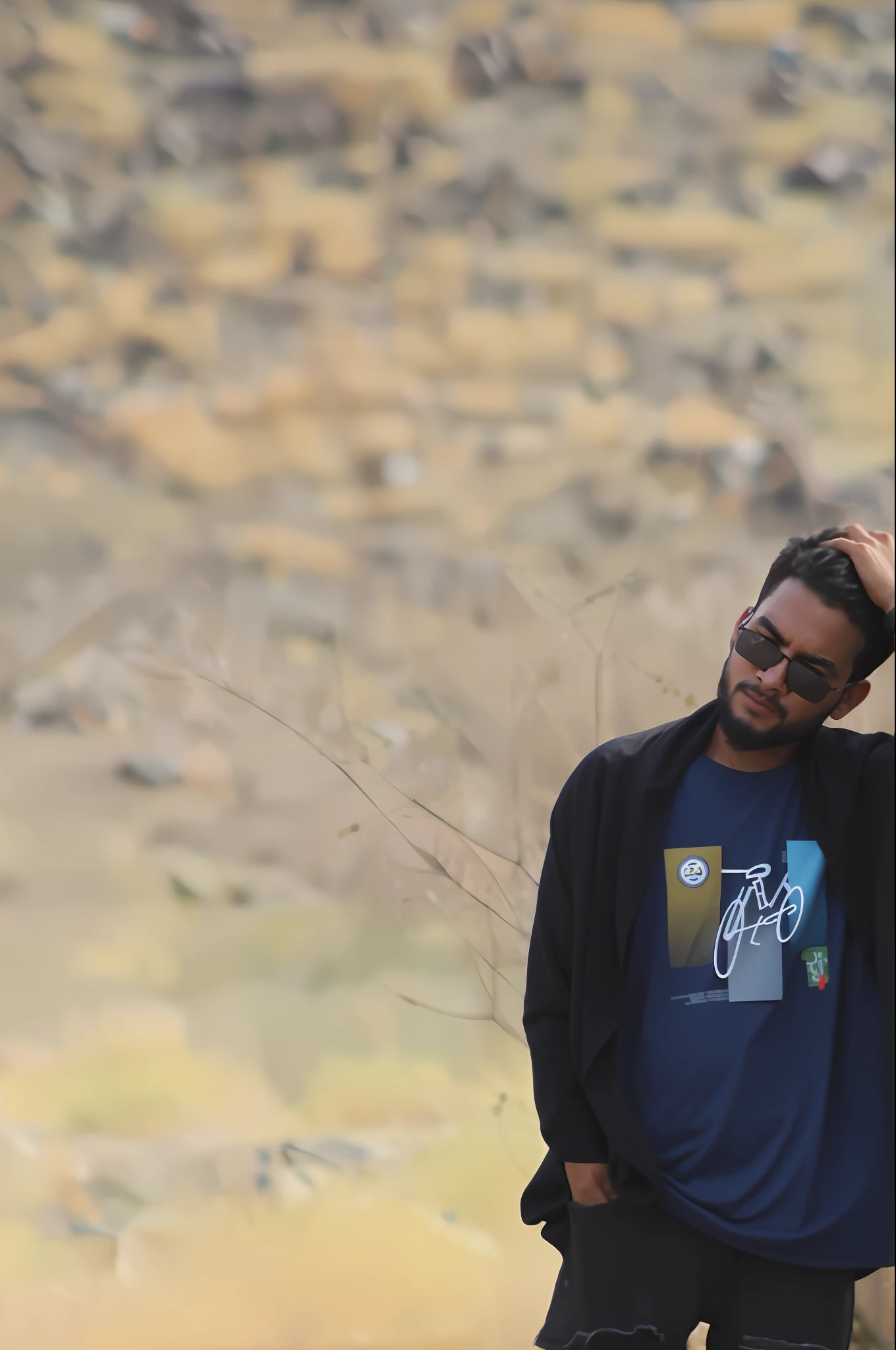 there is a man standing in the middle of a dirt road, with a cool pose, stylish pose, full body photogenic shot, casual pose, mohamed chahin style, looking heckin cool and stylish, mid shot portrait, wearing a dark shirt and jeans, distant full body shot, taken with canon 8 0 d, khyzyl saleem