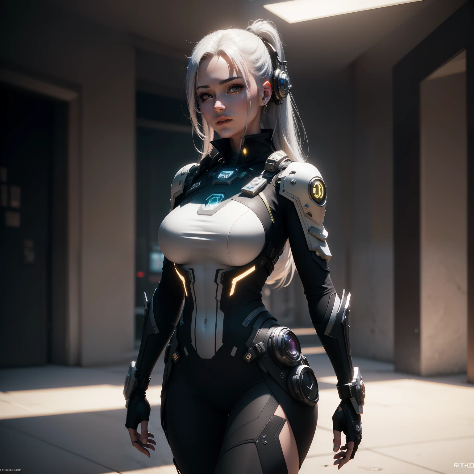 ((Best quality)), ((masterpiece)), (detailed:1.4), 3D, an image of a beautiful cyberpunk female,HDR (High Dynamic Range),Ray Tracing,NVIDIA RTX,Super-Resolution,Unreal 5,Subsurface scattering,PBR Texturing,Post-processing,Anisotropic Filtering,Depth-of-field,Maximum clarity and sharpness,Multi-layered textures,Albedo and Specular maps,Surface shading,Accurate simulation of light-material interaction,Perfect proportions,Octane Render,Two-tone lighting,Wide aperture,Low ISO,White balance,Rule of thirds,8K RAW,
