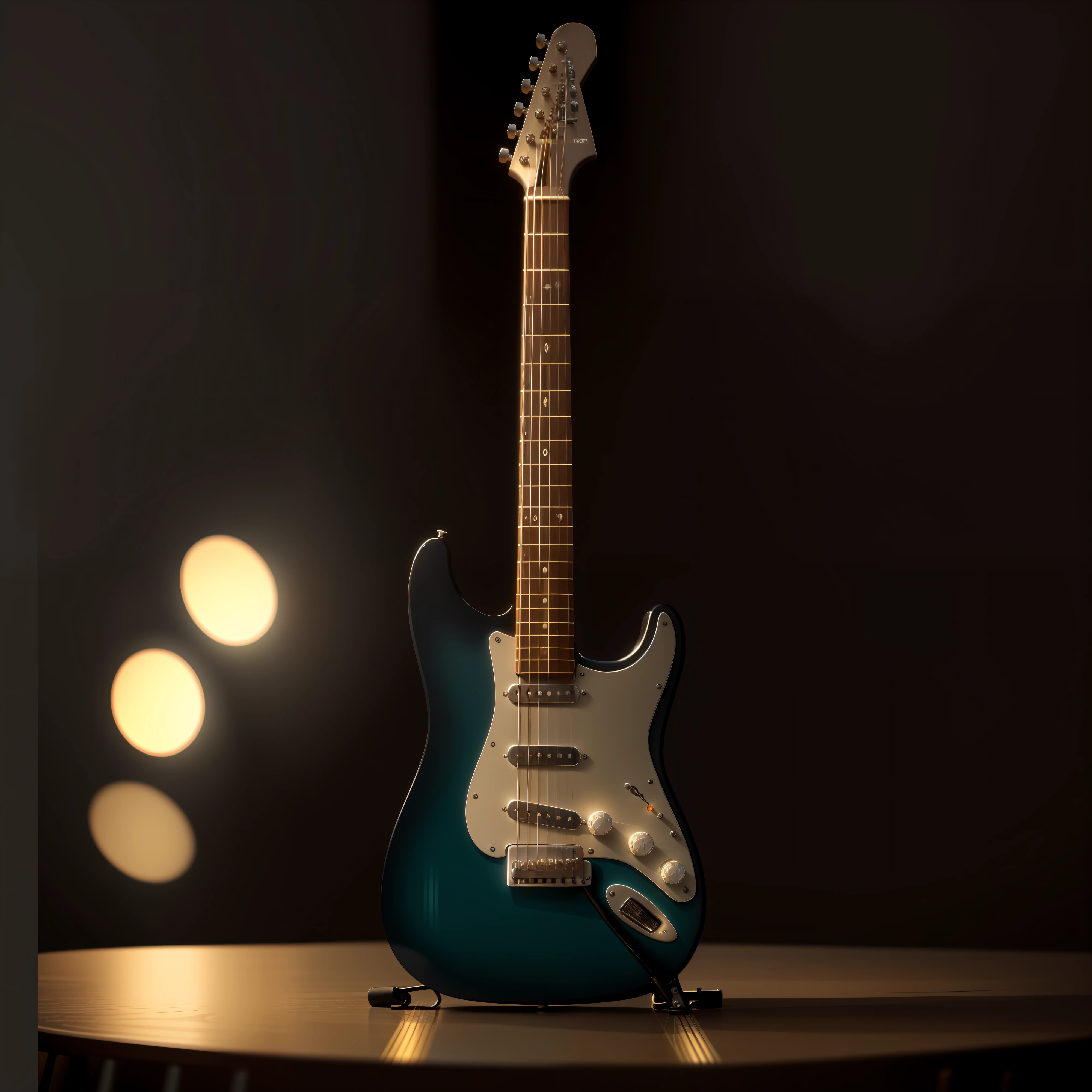 guitar，Macro，best qualtiy，highly  detailed，cinmatic lighting，Ray traching，Delicate presentation。