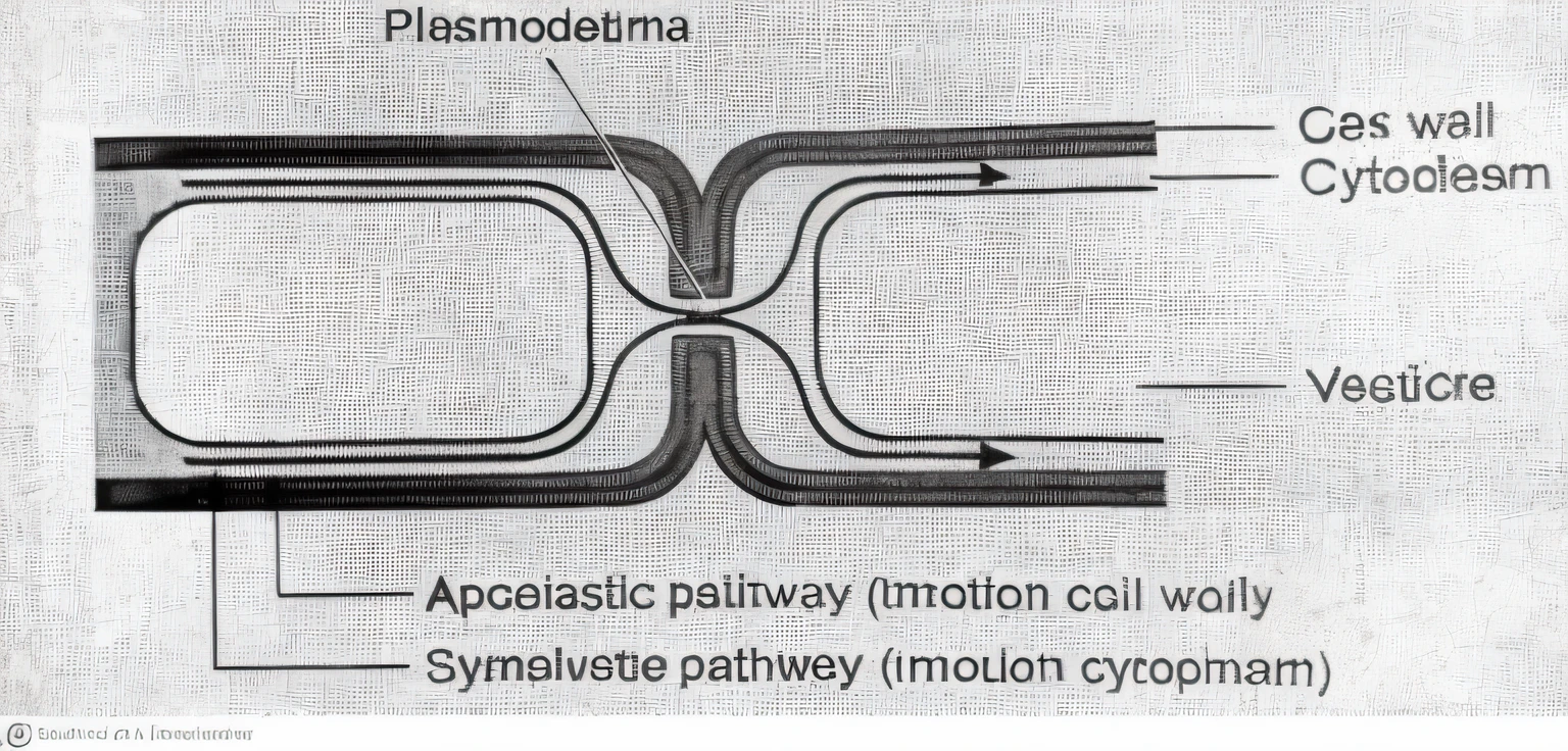 a diagram of a cell wall with a cell and a cell wall with a cell, the cytoplasm”, symbolism, symmetric, asymmetry, symmetrical, also symmetrical, symbolic, membrane, capillaries, gelatinous symmetrical, plasma, biology textbook page, biological photo, symmetrically centered, a diagram, scheme, biology, remove all the noise in image, only trace the lines in 4k quality, make arrows more clear, all lines straight only curve if required.